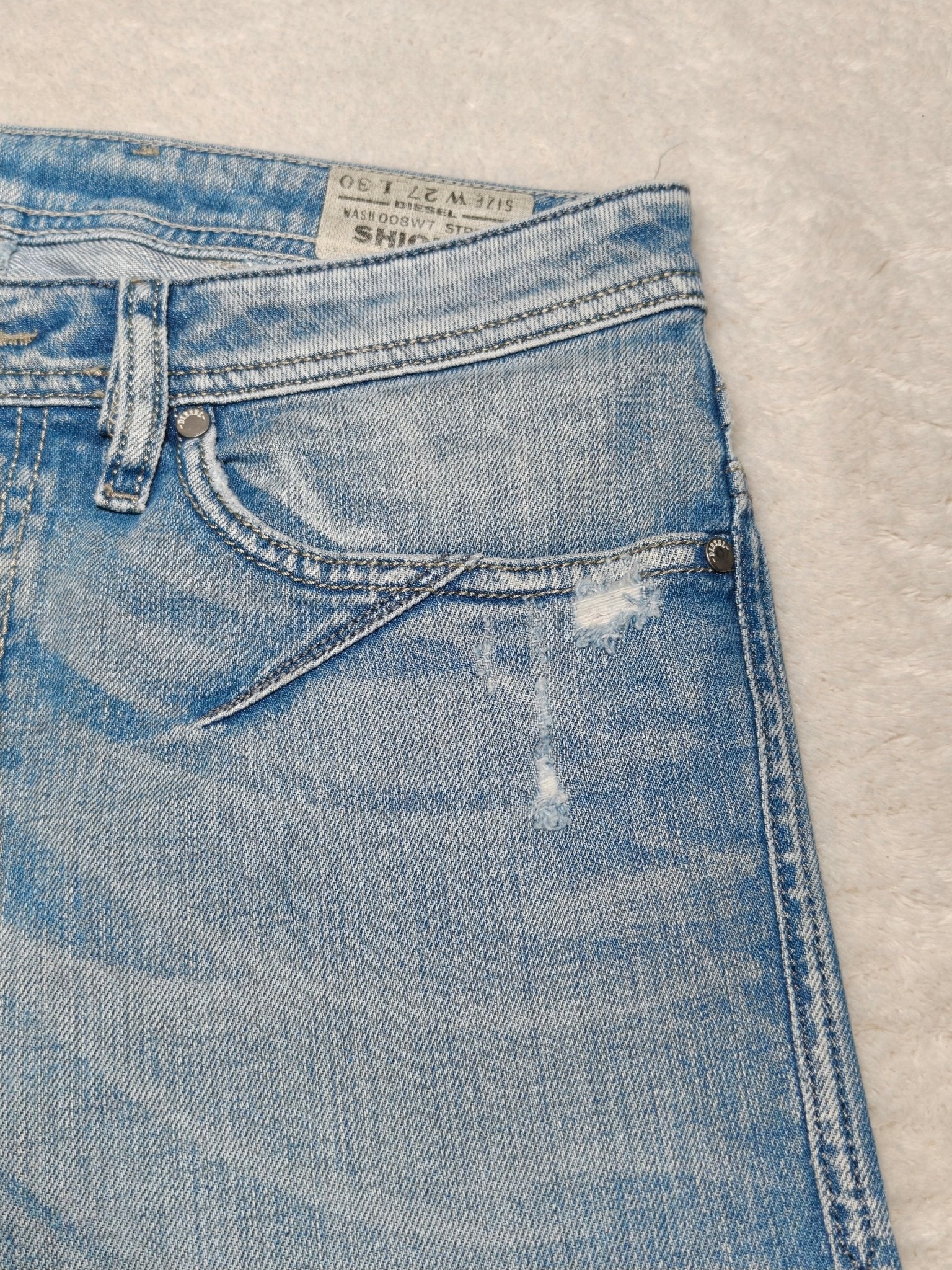 Men Diesel Shioner Blue Wash 088W7 Slim Skinny W27 L30 Jeans