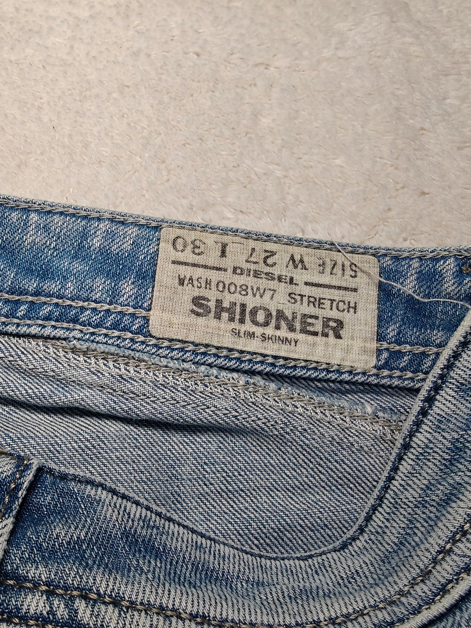Men Diesel Shioner Blue Wash 088W7 Slim Skinny W27 L30 Jeans