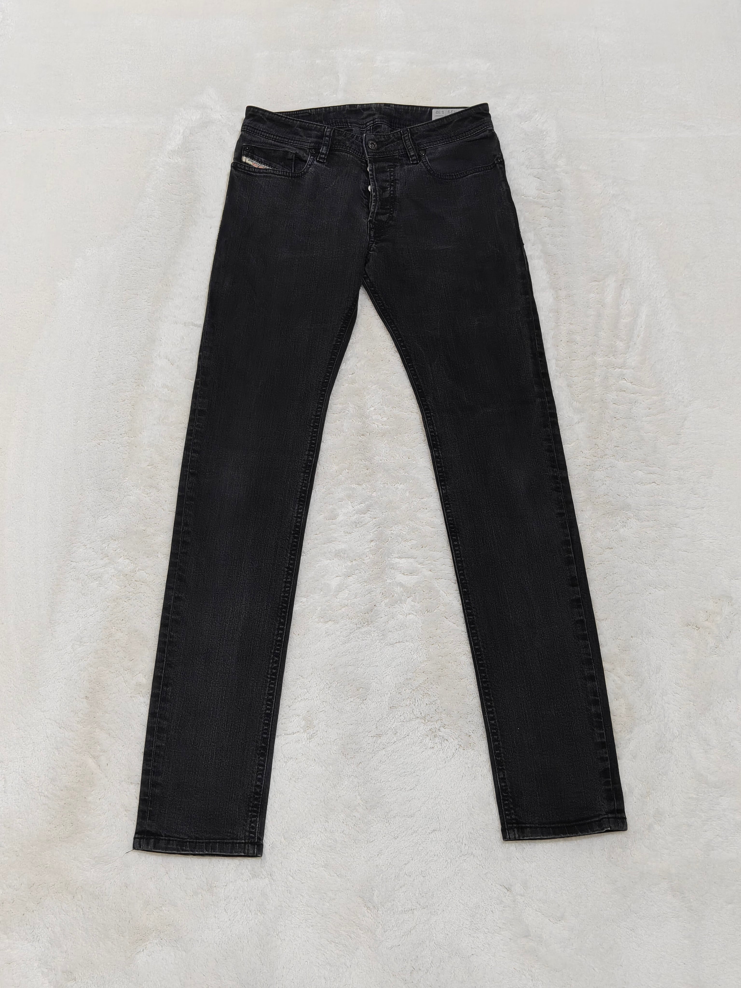 Men Diesel Sleenker Black Faded Slim Skinny Mid Waist W28 L32 Jeans
