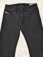 Men Diesel Sleenker Black Faded Slim Skinny Mid Waist W28 L32 Jeans