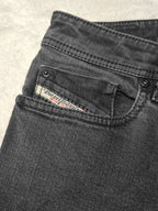 Men Diesel Sleenker Black Faded Slim Skinny Mid Waist W28 L32 Jeans