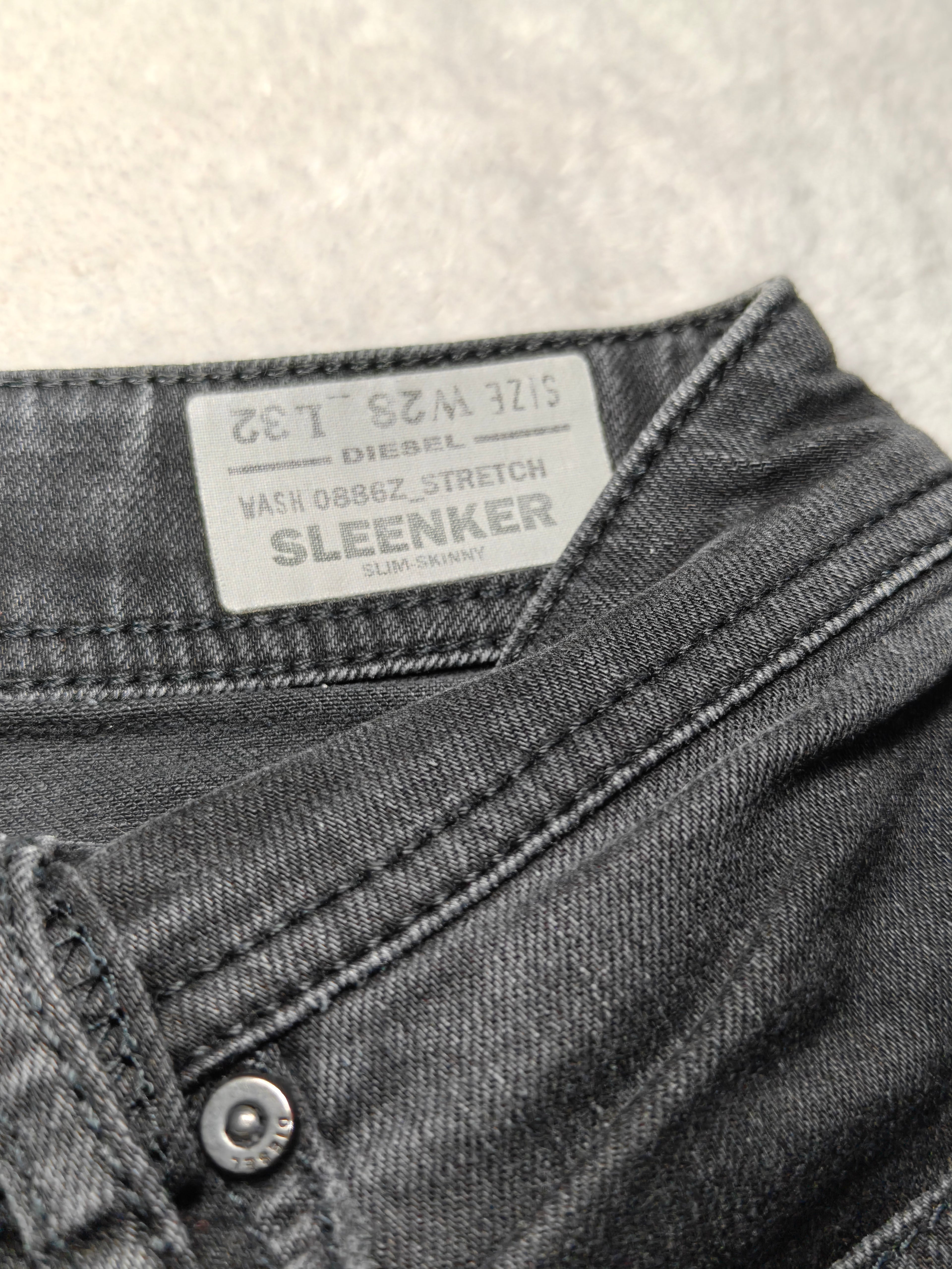 Men Diesel Sleenker Black Faded Slim Skinny Mid Waist W28 L32 Jeans