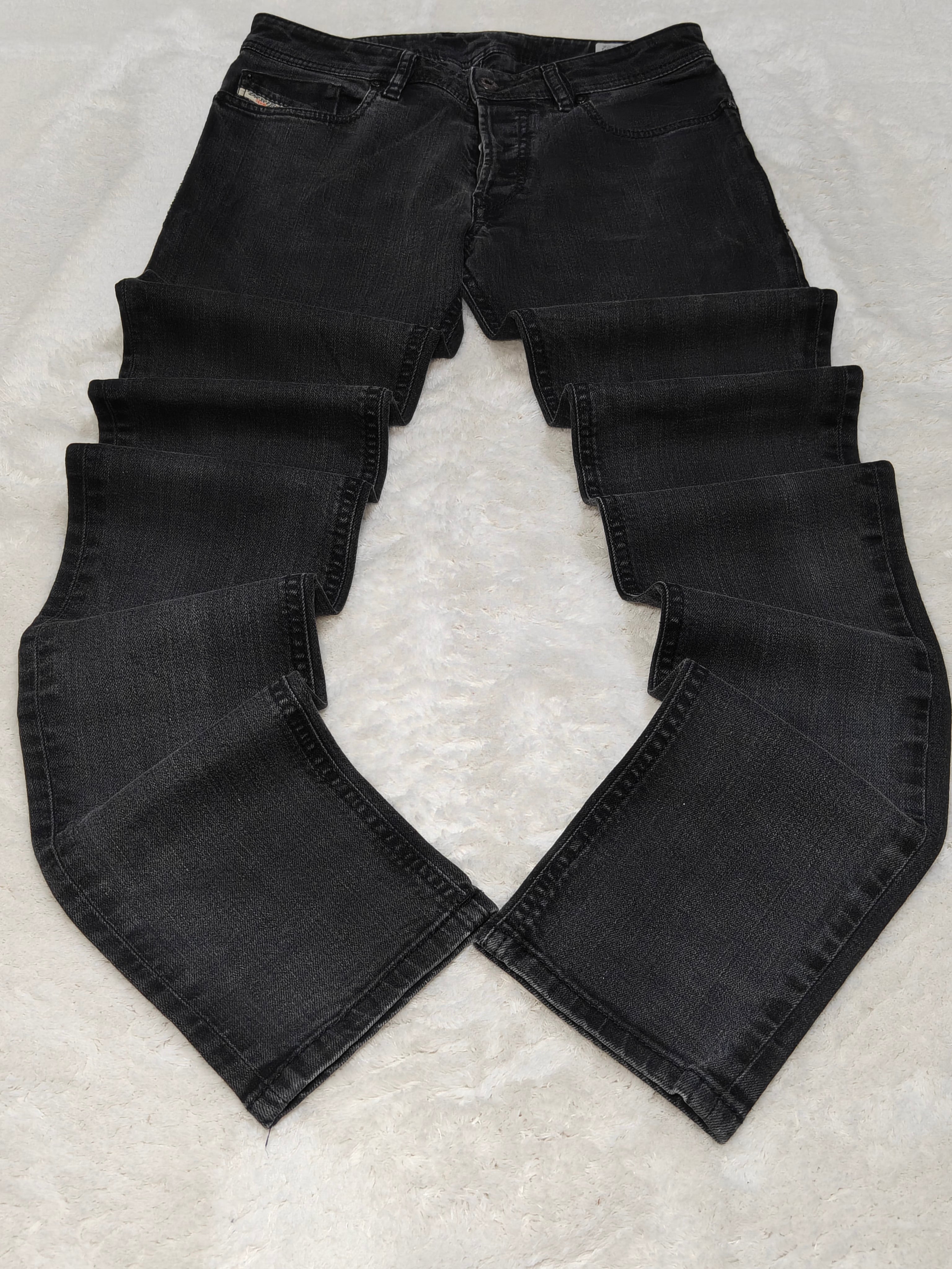 Men Diesel Sleenker Black Faded Slim Skinny Mid Waist W28 L32 Jeans