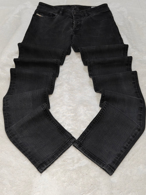 Men Diesel Sleenker Black Faded Slim Skinny Mid Waist W28 L32 Jeans