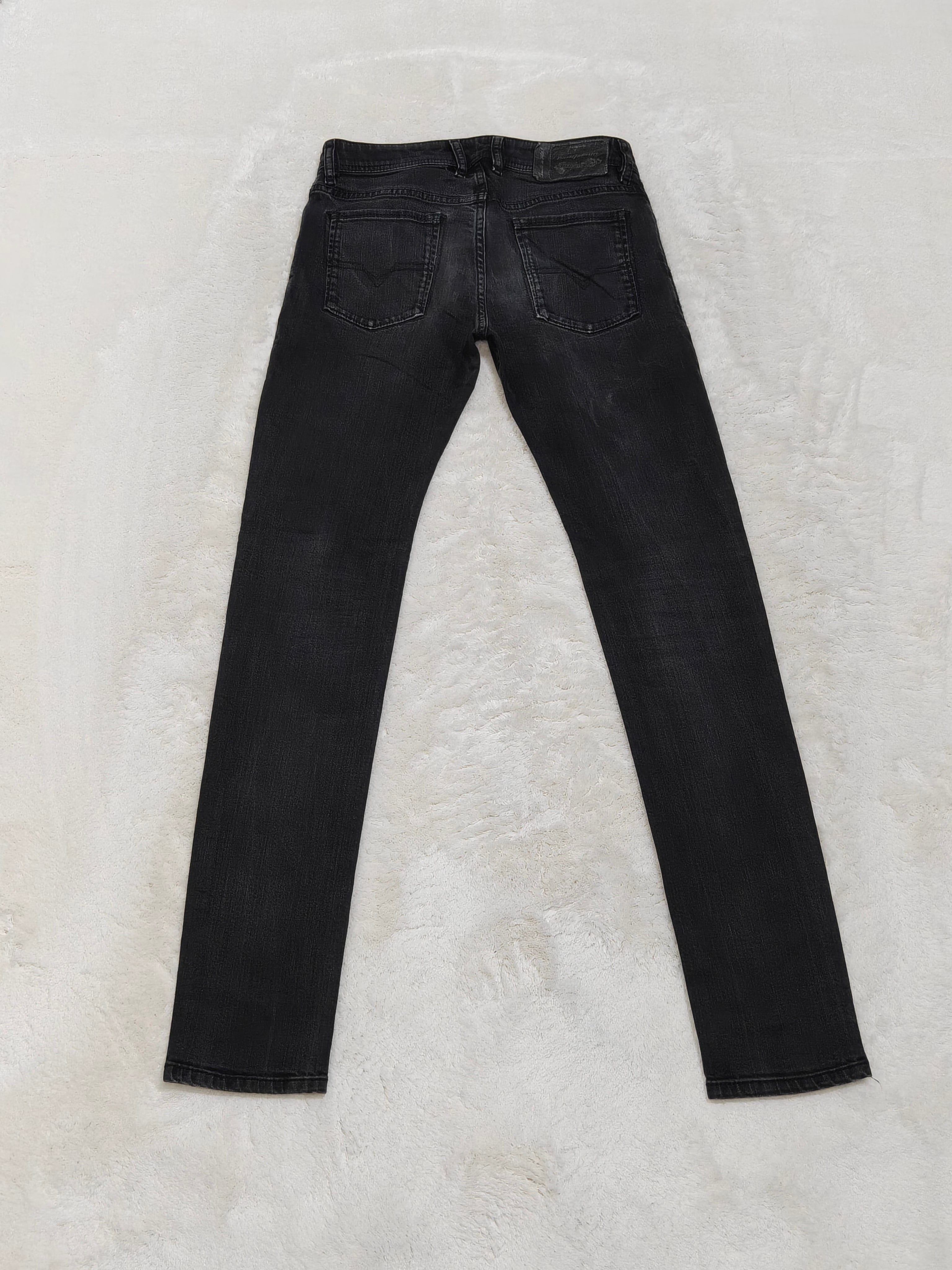 Men Diesel Sleenker Black Faded Slim Skinny Mid Waist W28 L32 Jeans