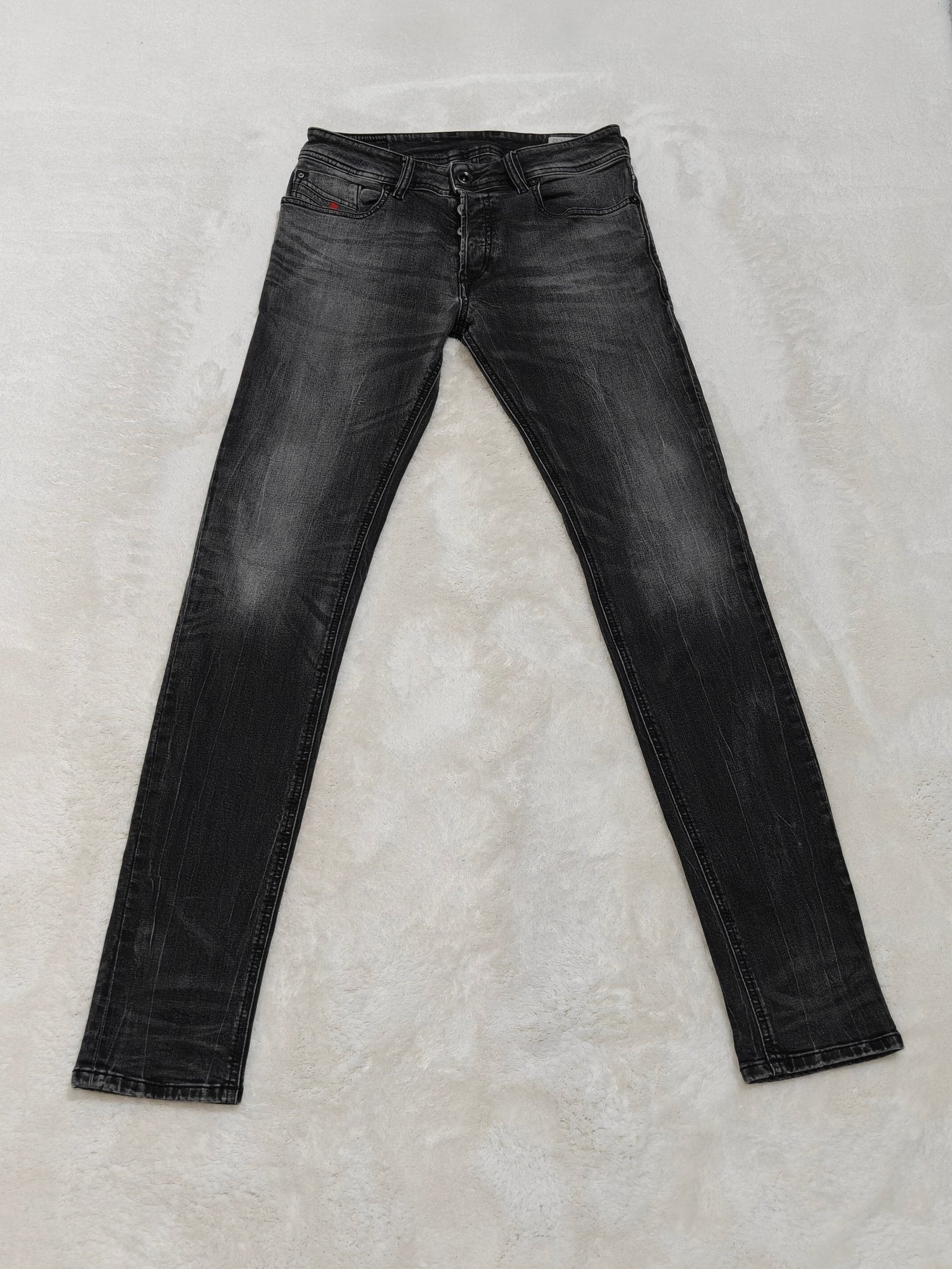 Men Diesel Sleenker Black Faded Wash 0670I Skinny W29 L32 Jeans