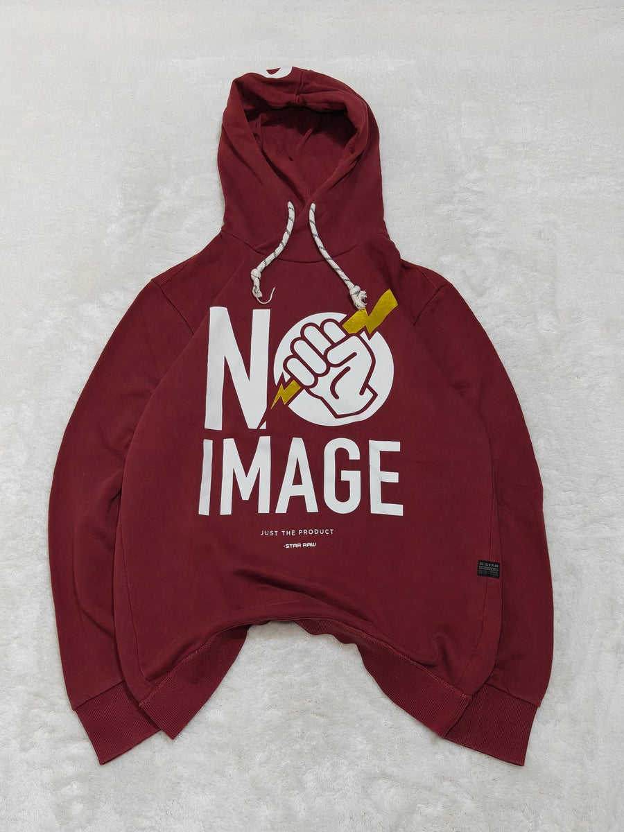 Men G - Star Bordeaux Hooded Sweatshirt with Front Print (L)