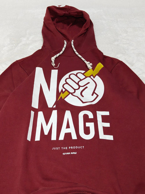 Men G - Star Bordeaux Hooded Sweatshirt with Front Print (L)