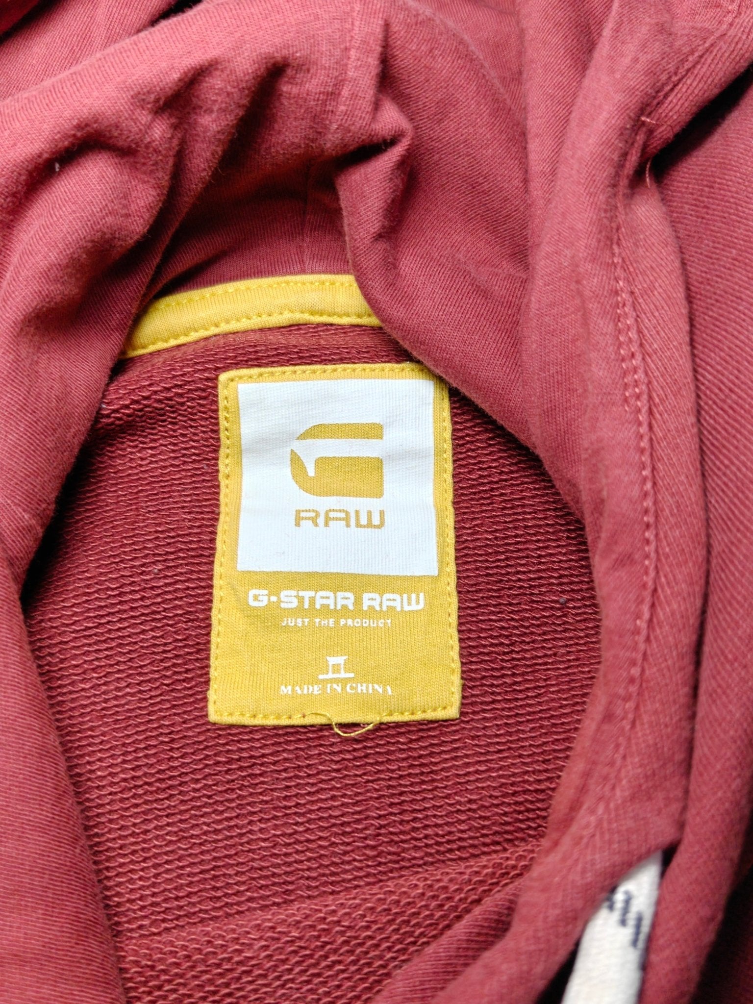 Men G - Star Bordeaux Hooded Sweatshirt with Front Print (L)