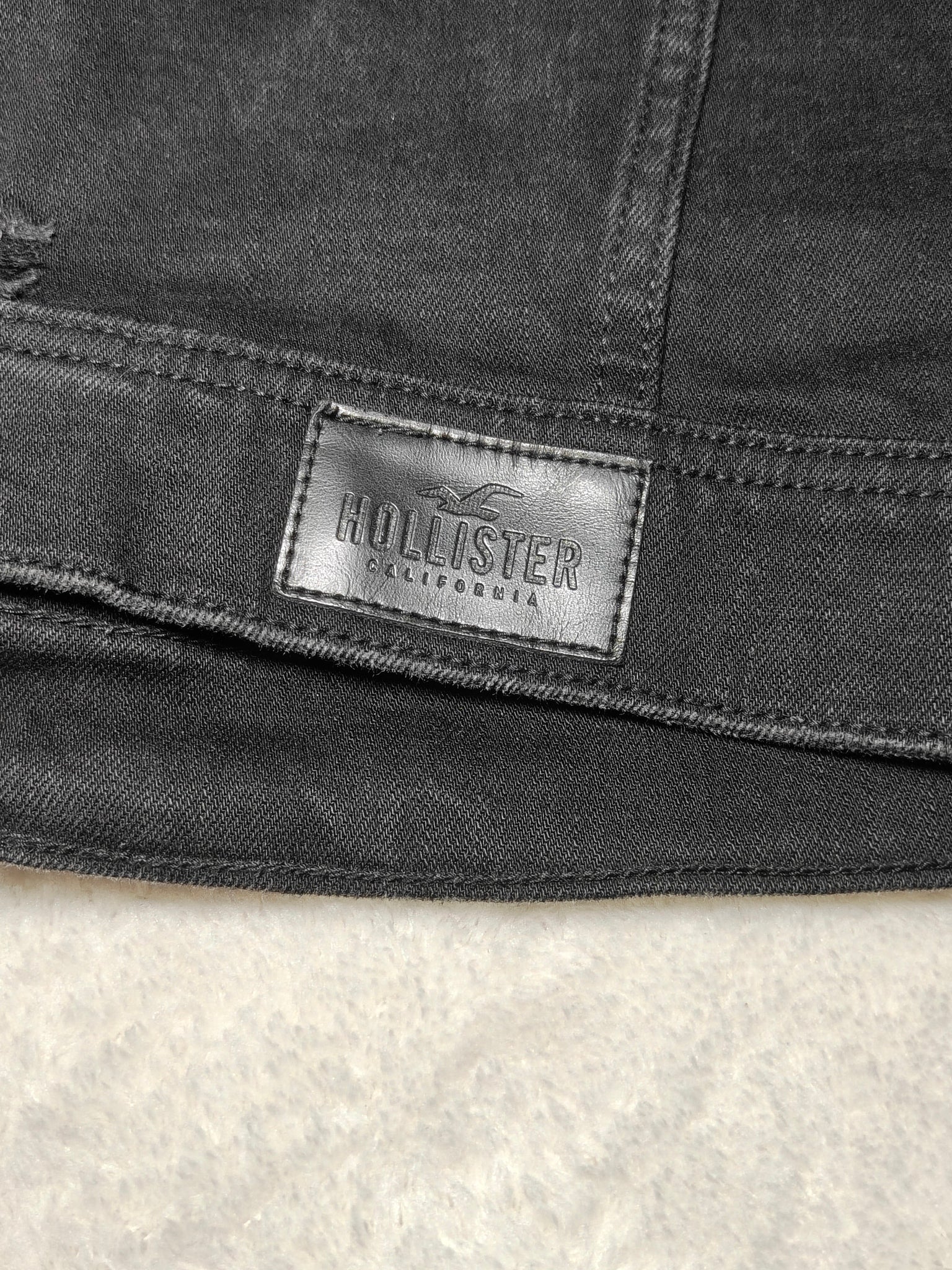 Men Hollister Epic Flex Black Denim Hoodie Jacket (S)