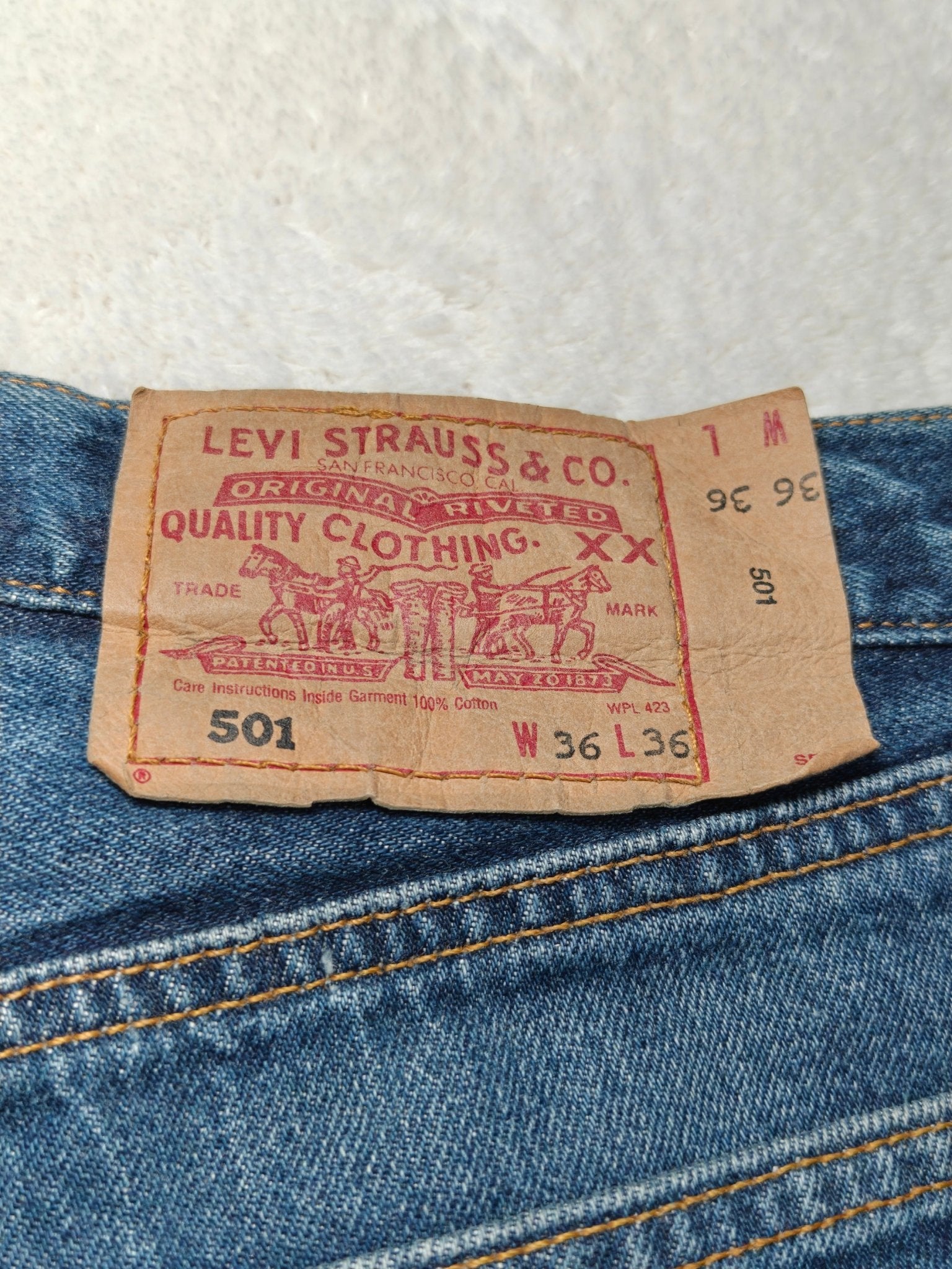 Men Levi's 501 Blue Straight W36 L36 Jeans