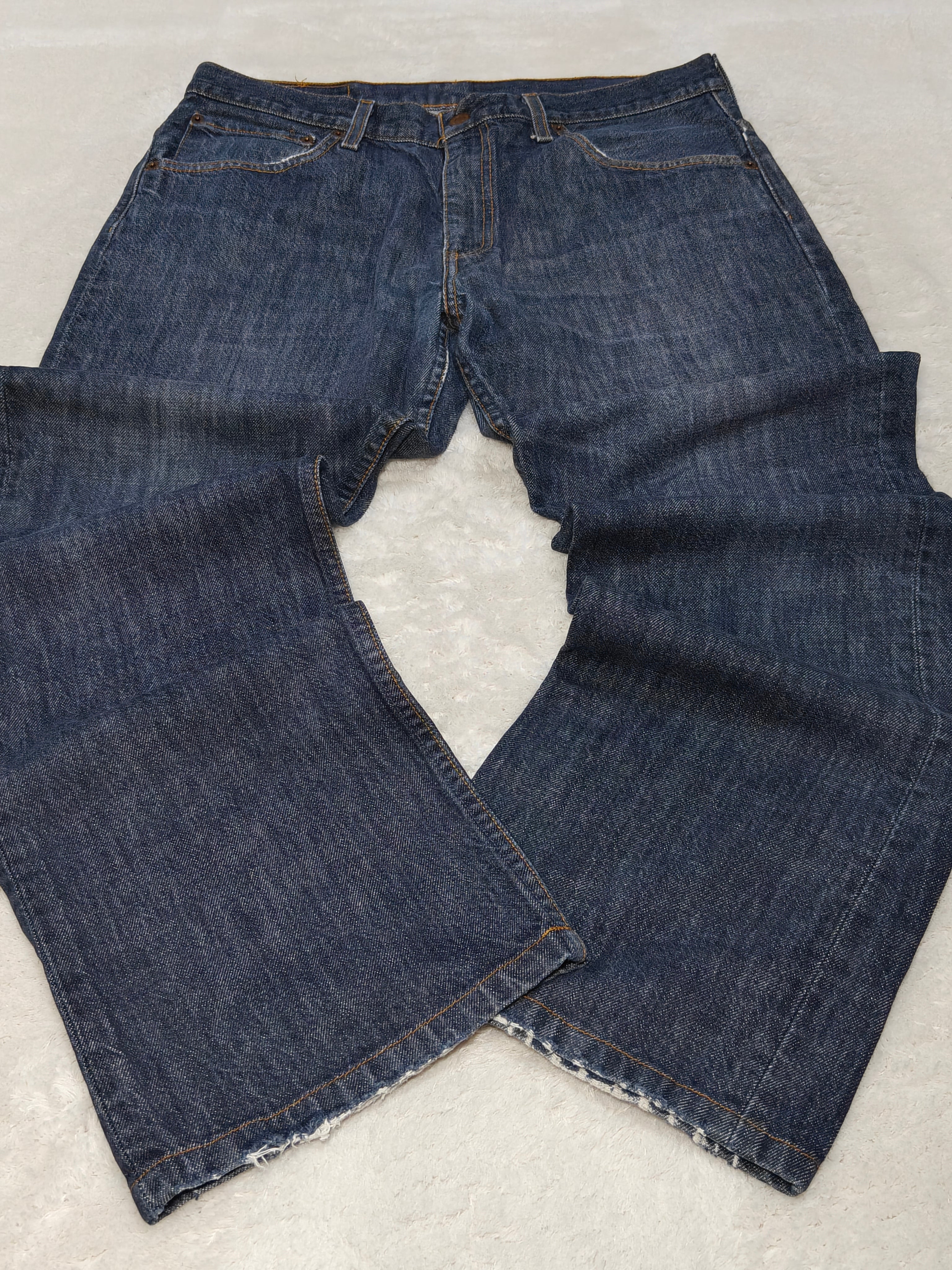 Men Levi's 507 Blue Relaxed Straight Mid Waist W34 L32 Jeans