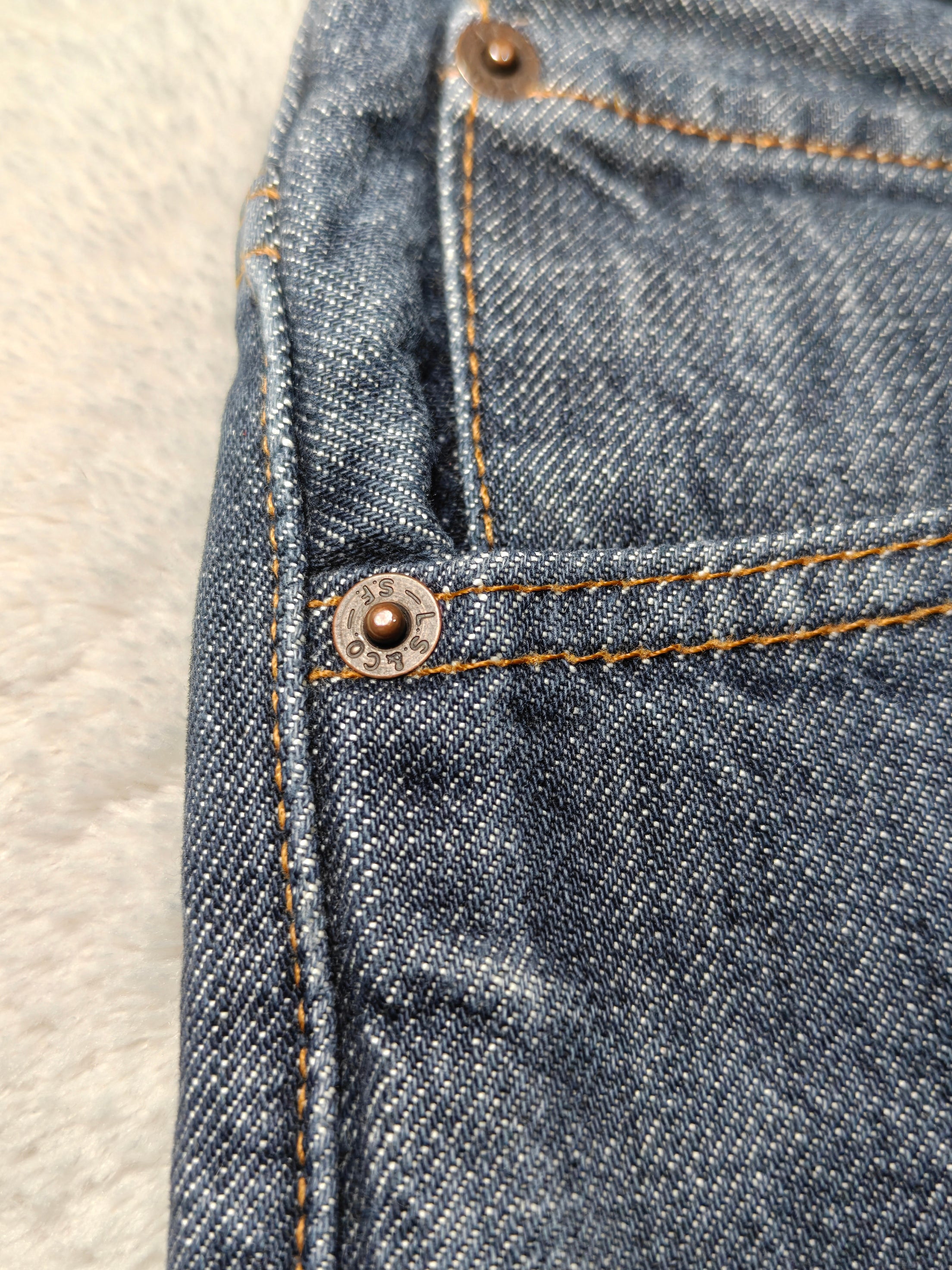 Men Levi's 507 Blue Relaxed Straight Mid Waist W34 L32 Jeans