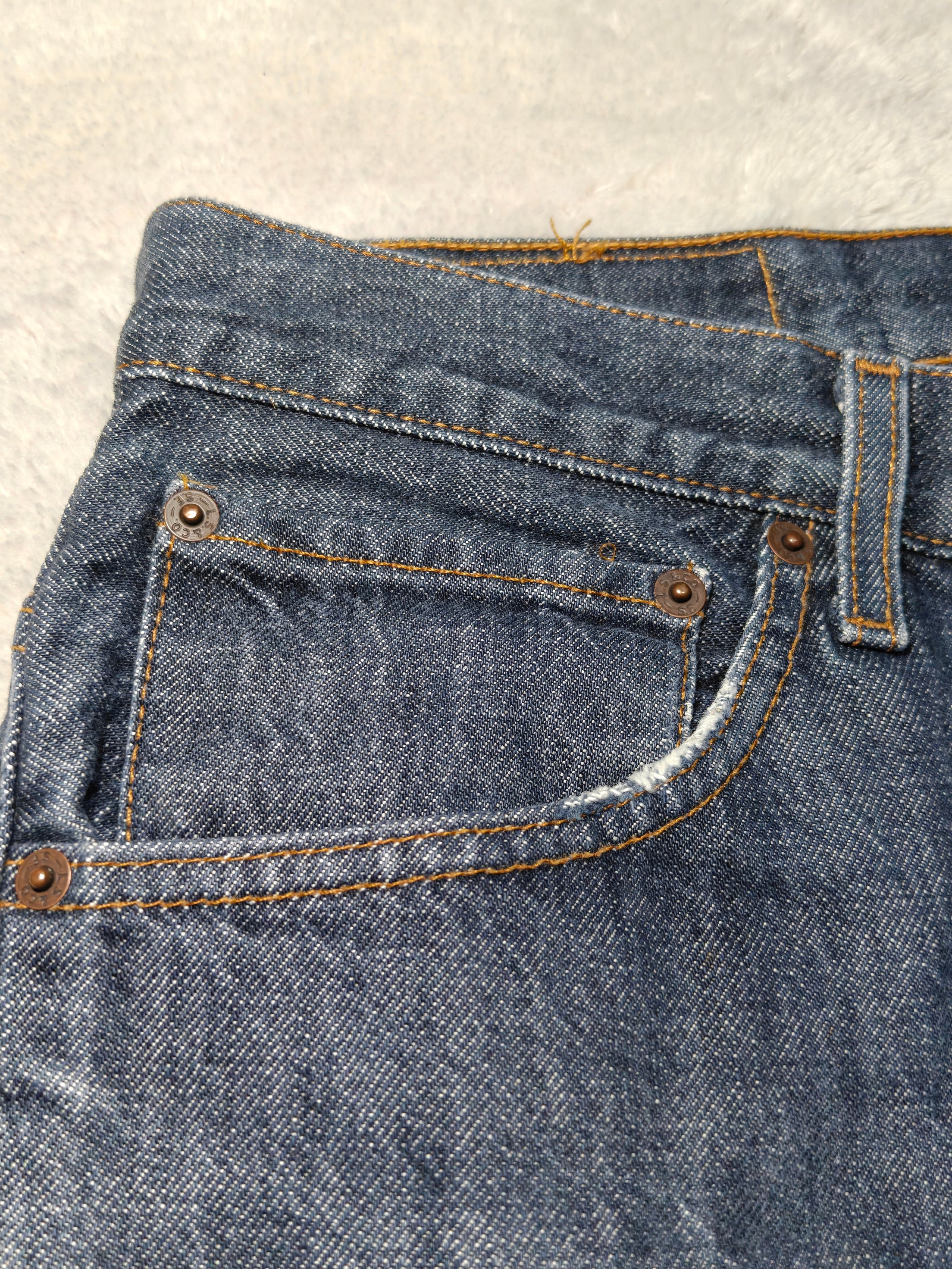 Men Levi's 507 Blue Relaxed Straight Mid Waist W34 L32 Jeans