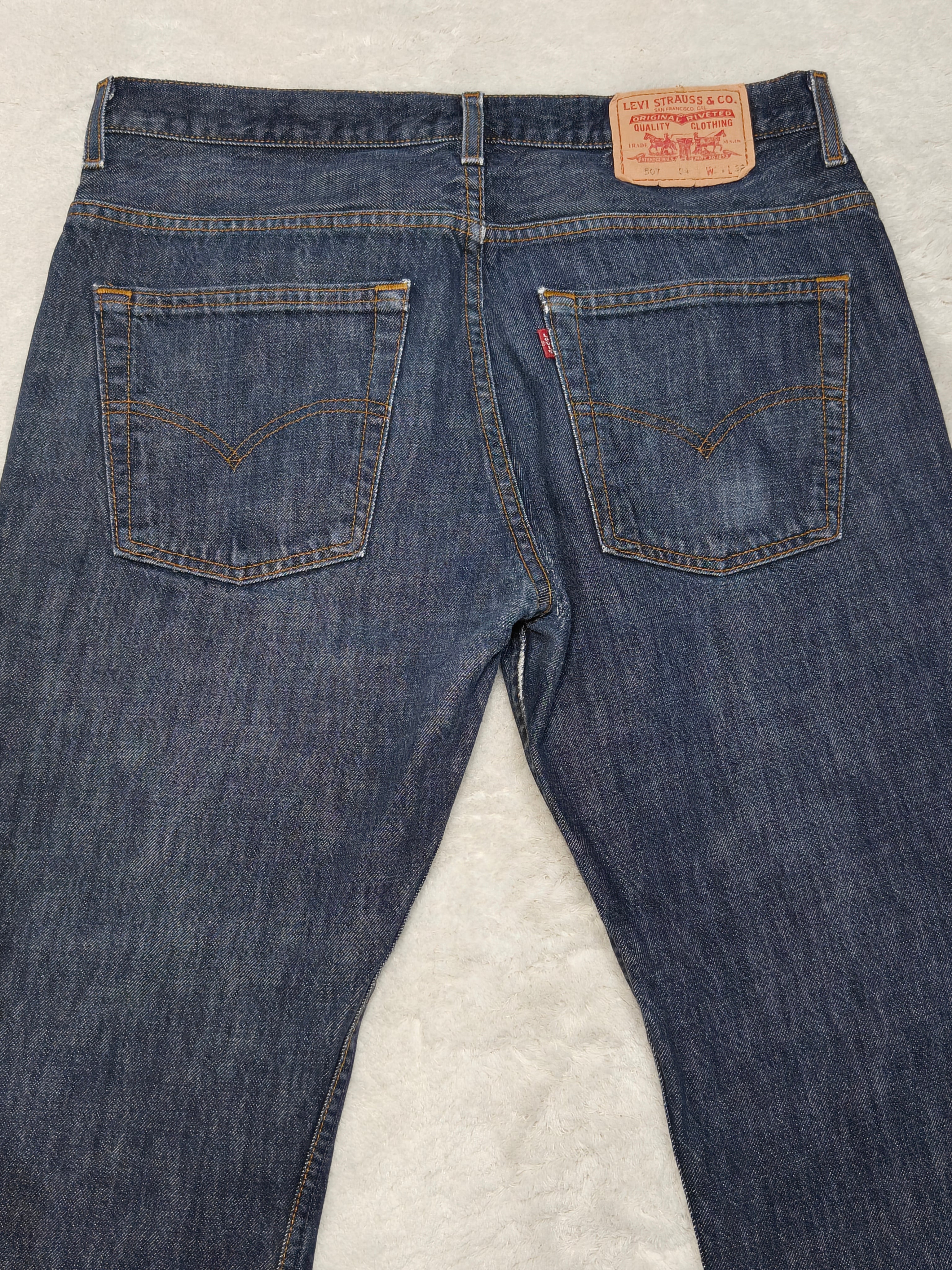 Men Levi's 507 Blue Relaxed Straight Mid Waist W34 L32 Jeans