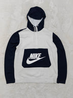 Men Nike White and Dark Blue Hoodie (L)