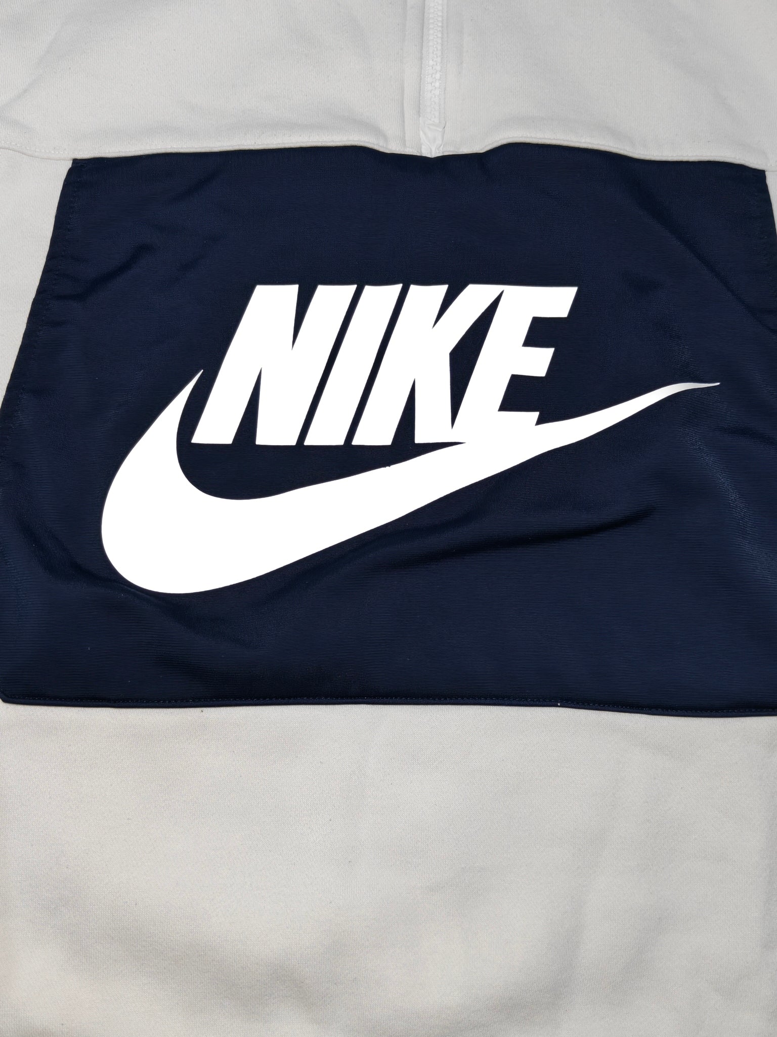 Men Nike White and Dark Blue Hoodie (L)