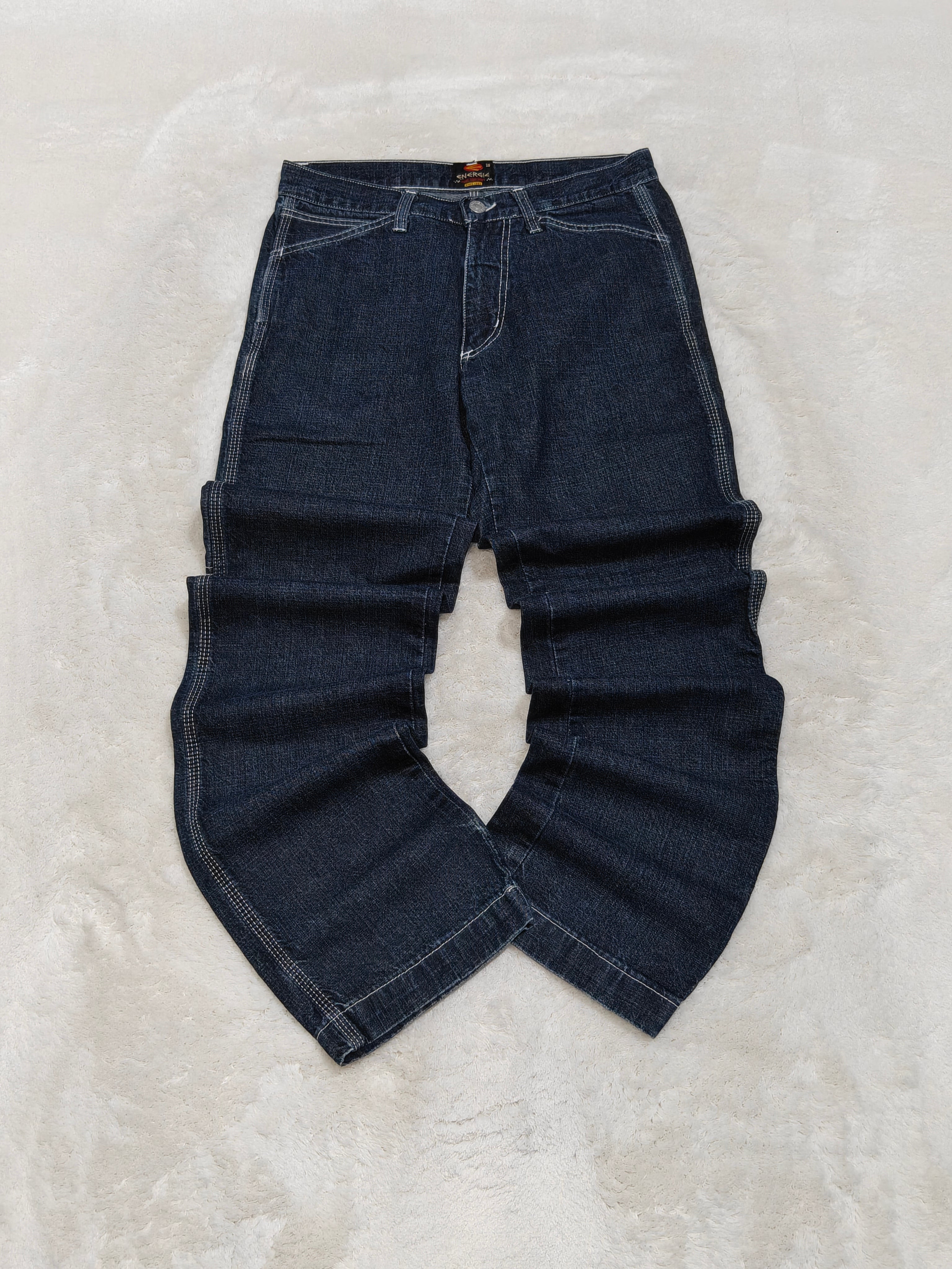 Men Vintage Energie Made in Italy Dark Blue Straight Mid Waist W29 L32 Jeans