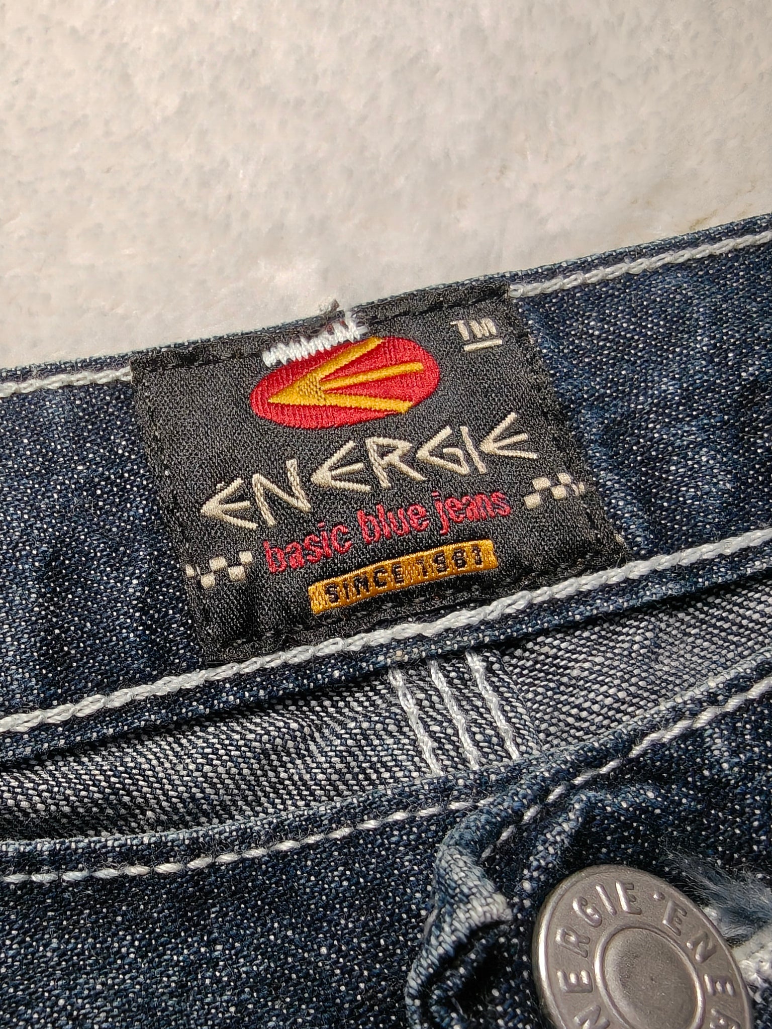 Men Vintage Energie Made in Italy Dark Blue Straight Mid Waist W29 L32 Jeans