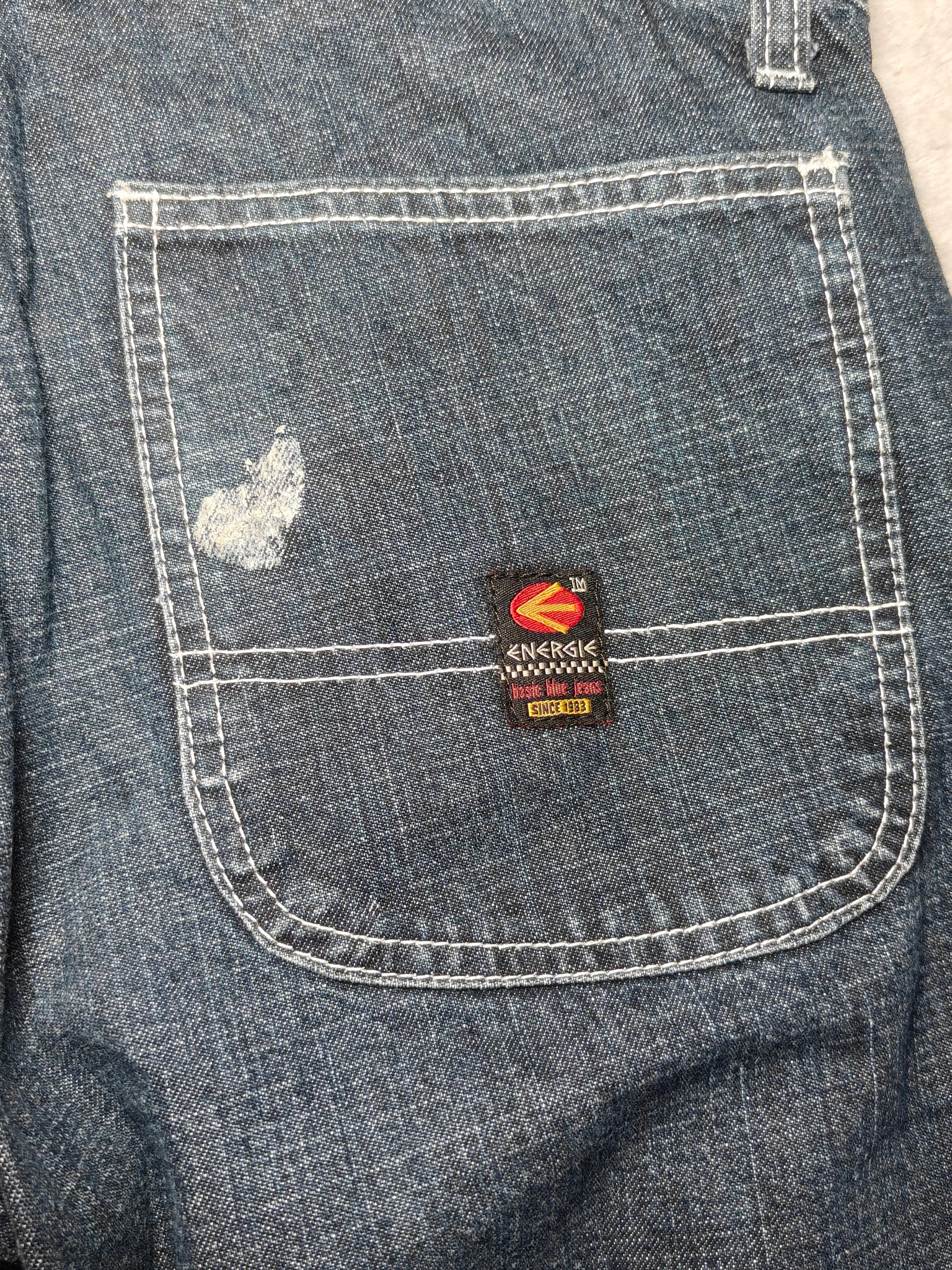Men Vintage Energie Made in Italy Dark Blue Straight Mid Waist W29 L32 Jeans