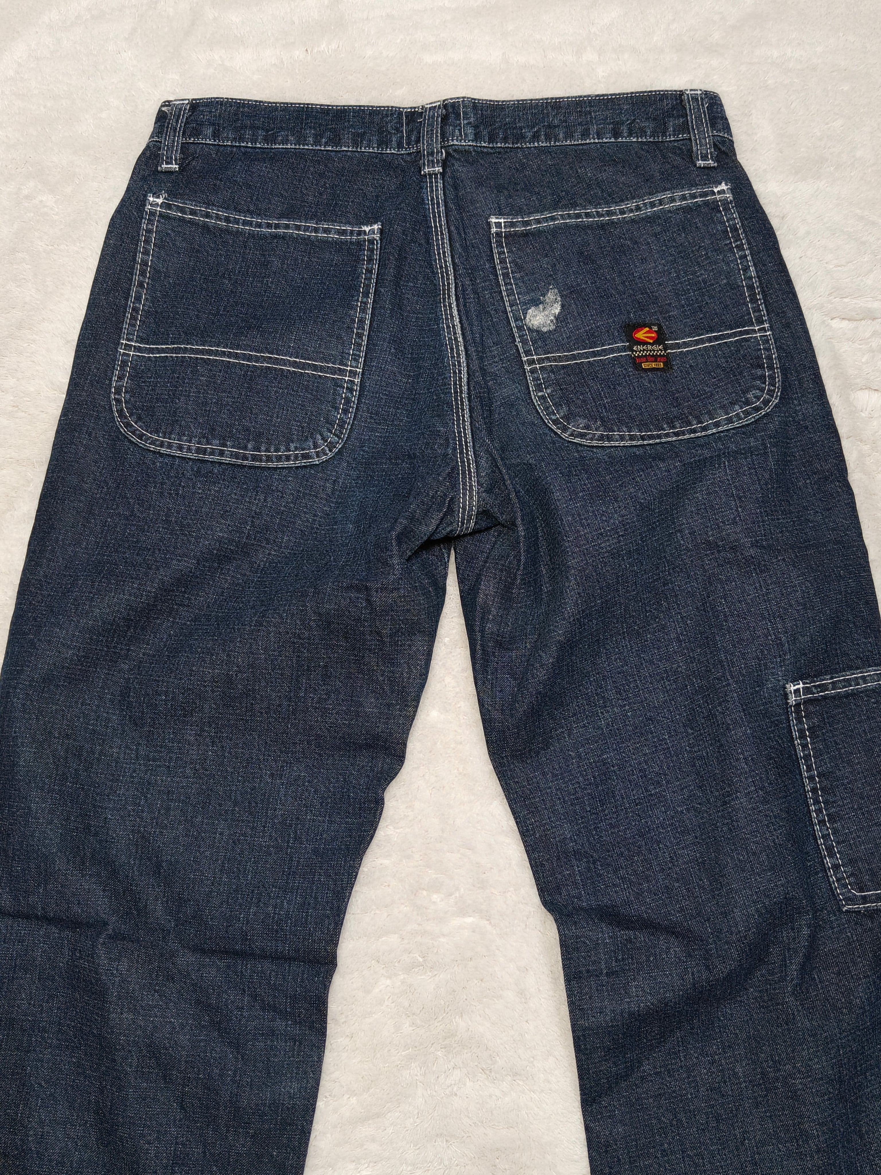 Men Vintage Energie Made in Italy Dark Blue Straight Mid Waist W29 L32 Jeans