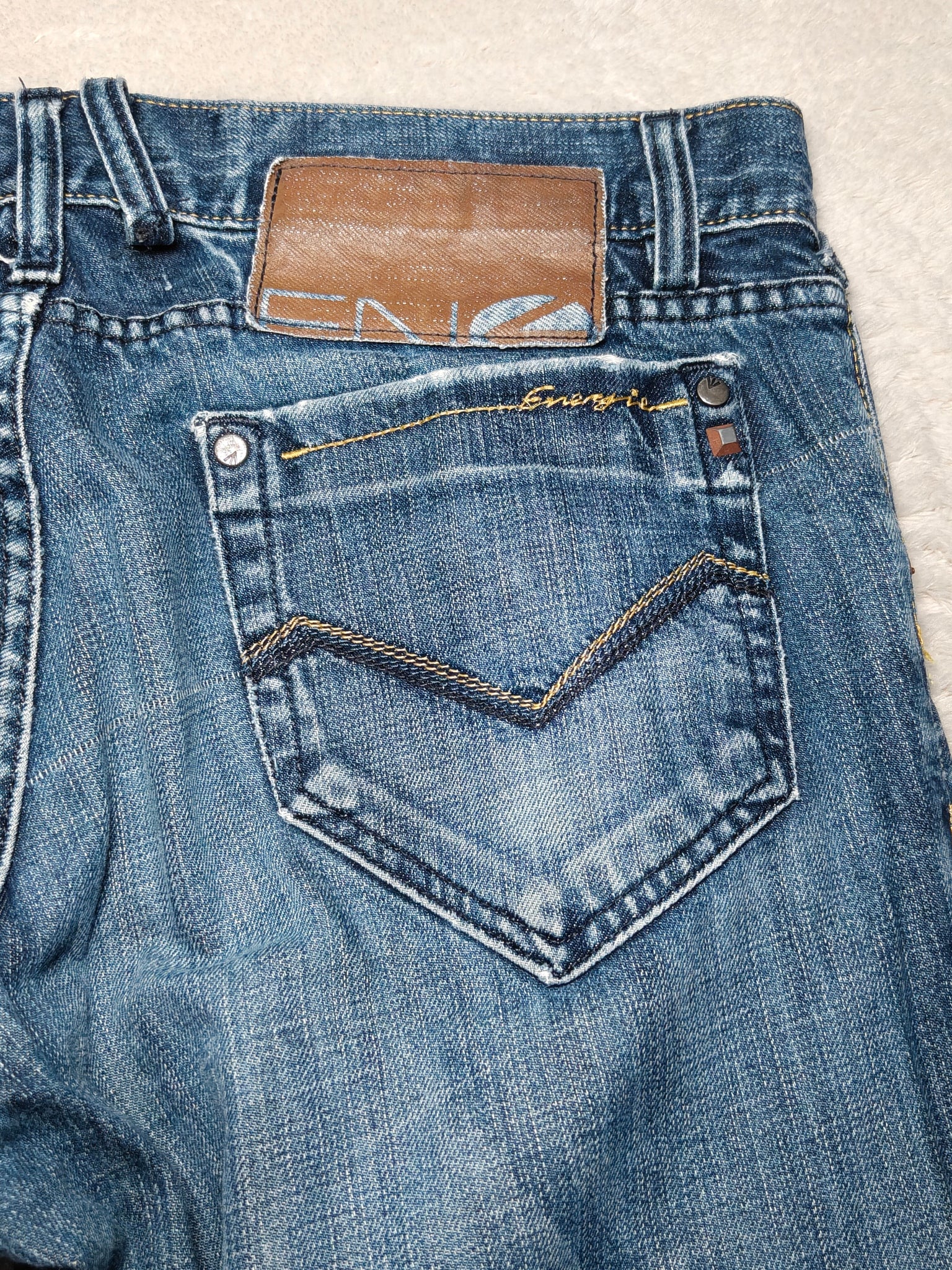 Men Y2K Energie Burney Made in Italy Blue Straight W34 L34 Jeans