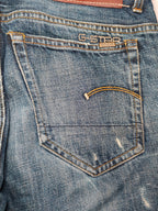 Men Y2K G-Star 3301 Blue Slim Mid Waist W31 L30 Jeans
