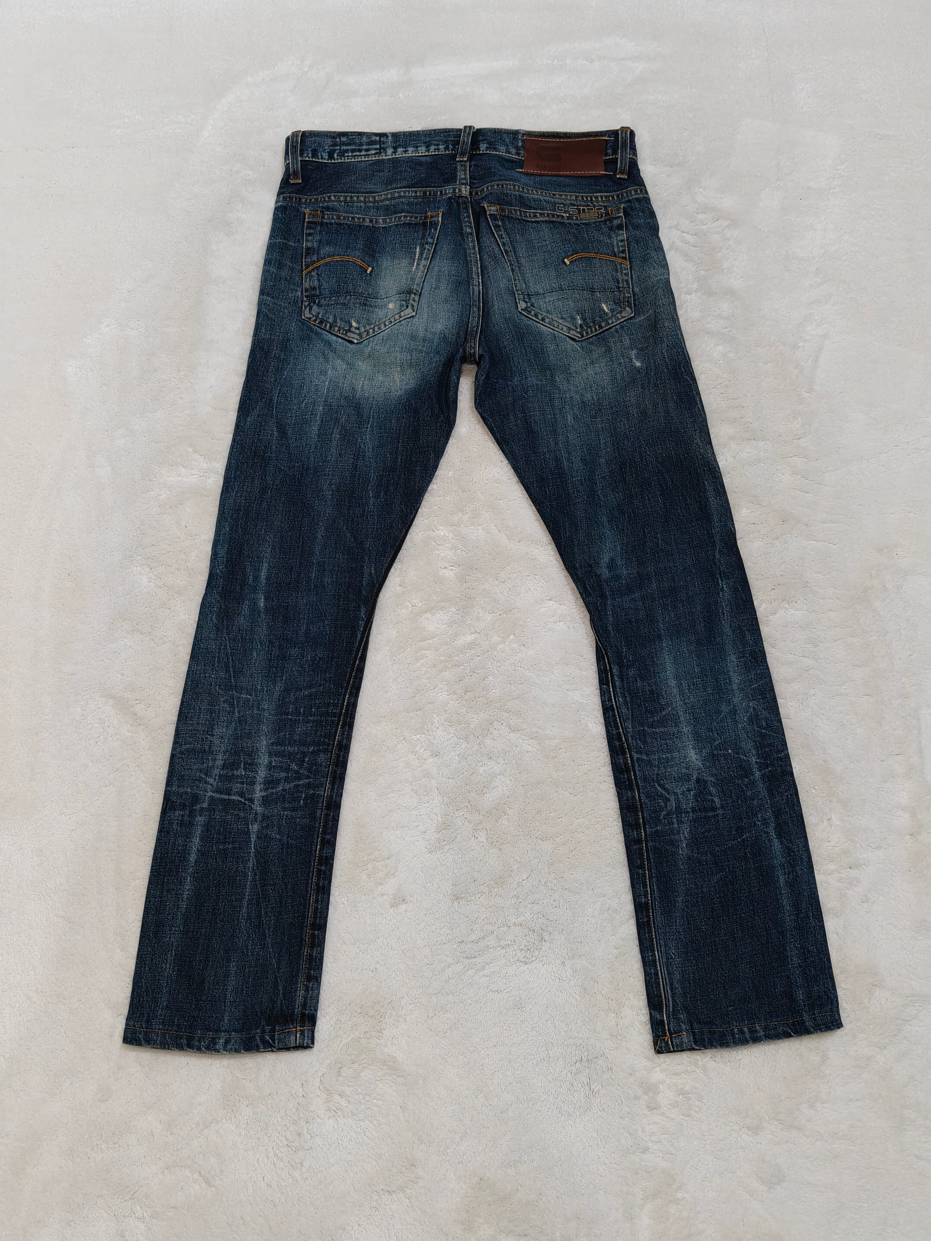 Men Y2K G-Star 3301 Blue Slim Mid Waist W31 L30 Jeans