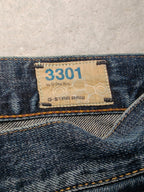 Men Y2K G-Star 3301 Blue Slim Mid Waist W31 L30 Jeans