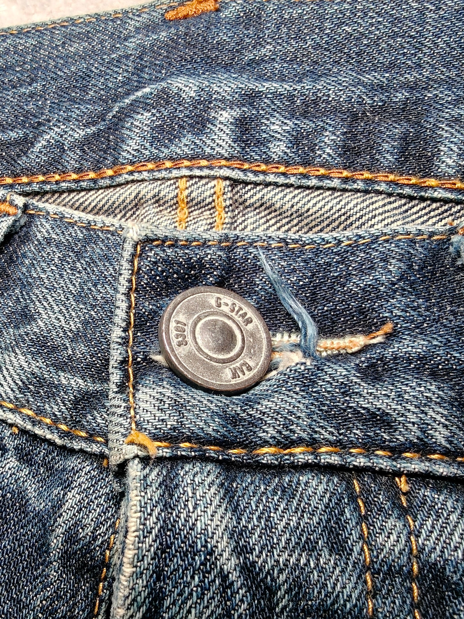 Men Y2K G-Star 3301 Blue Slim Mid Waist W31 L30 Jeans