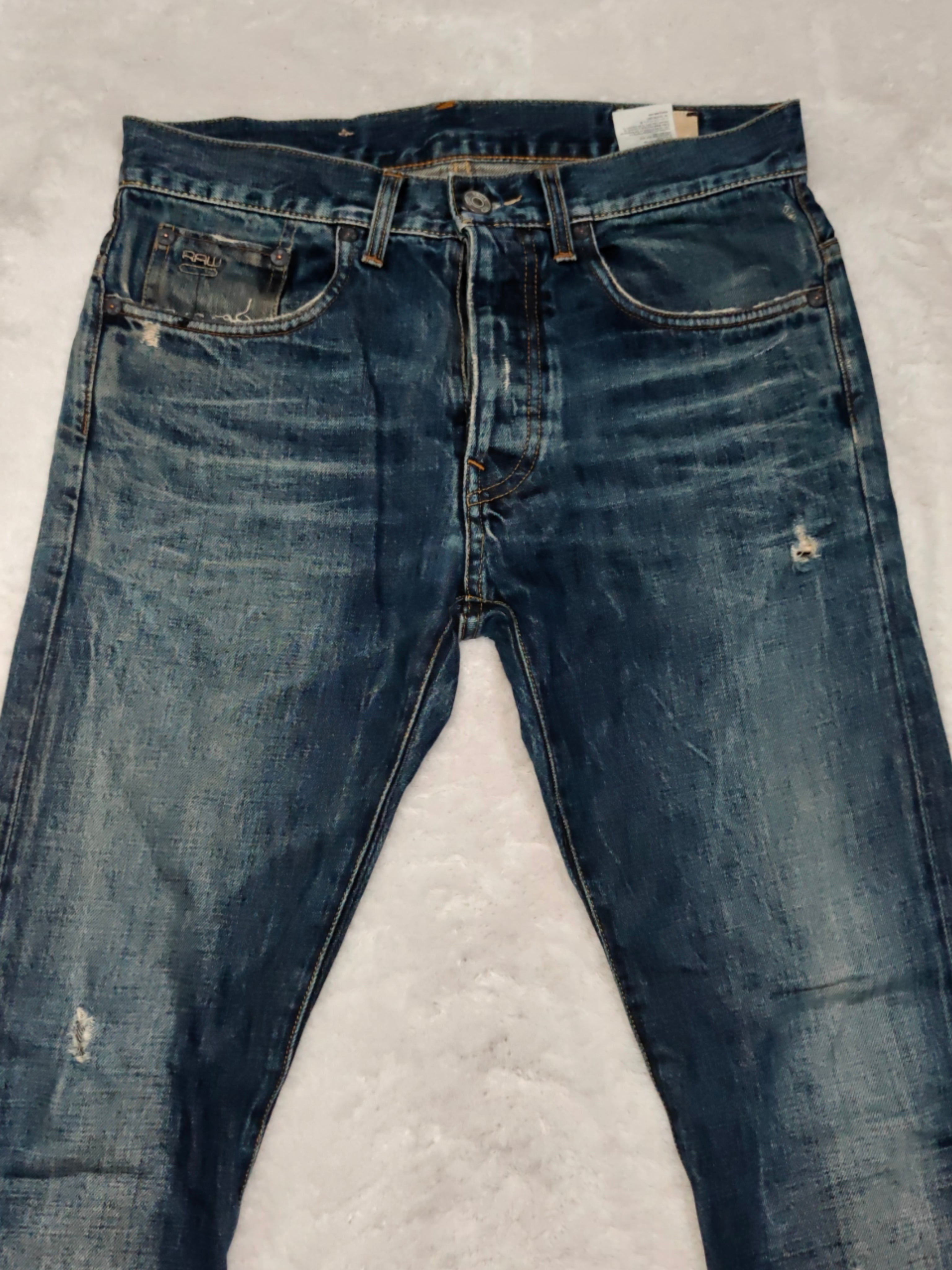 Men Y2K G-Star 3301 Blue Slim Mid Waist W31 L30 Jeans