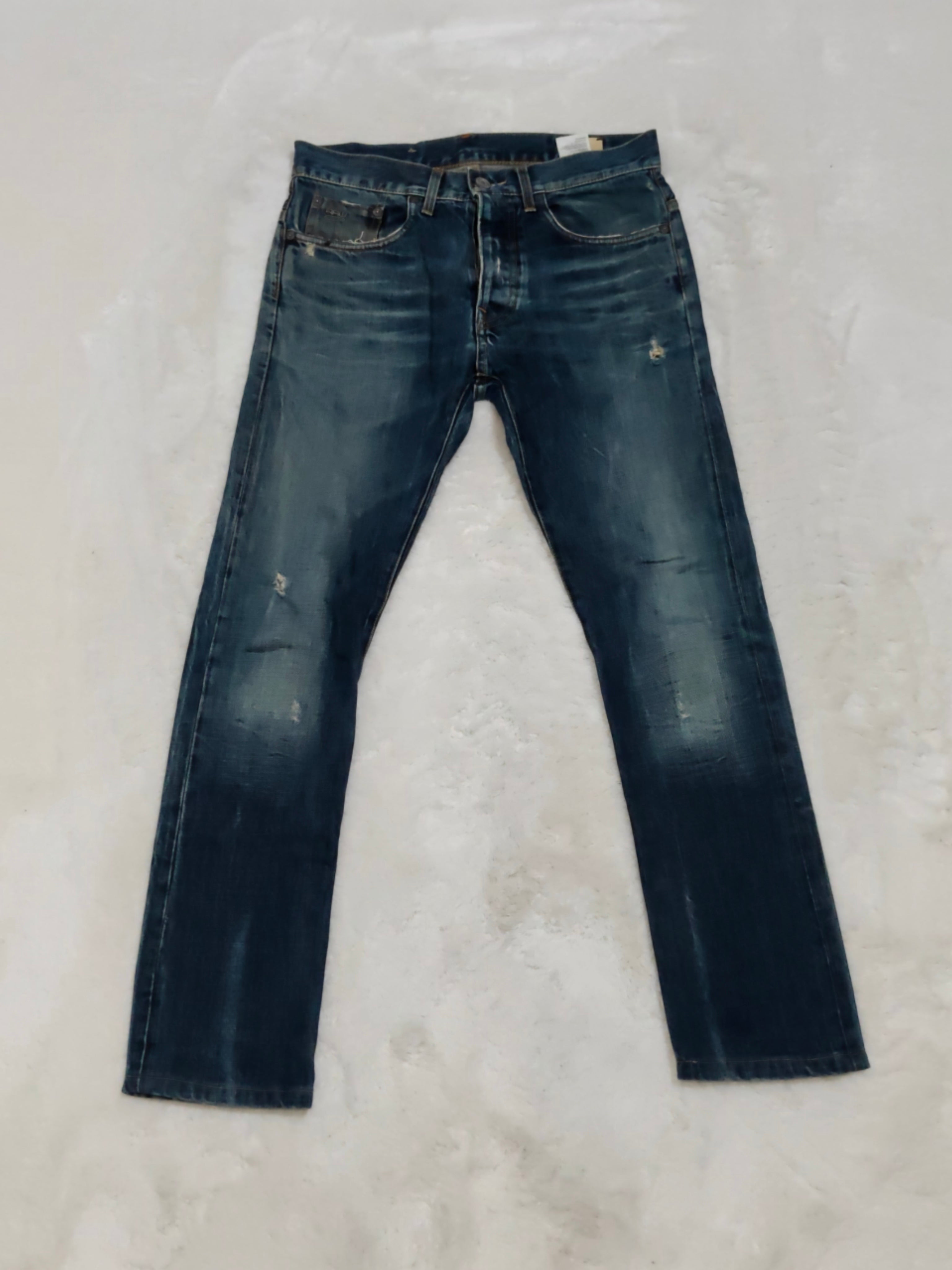 Men Y2K G-Star 3301 Blue Slim Mid Waist W31 L30 Jeans
