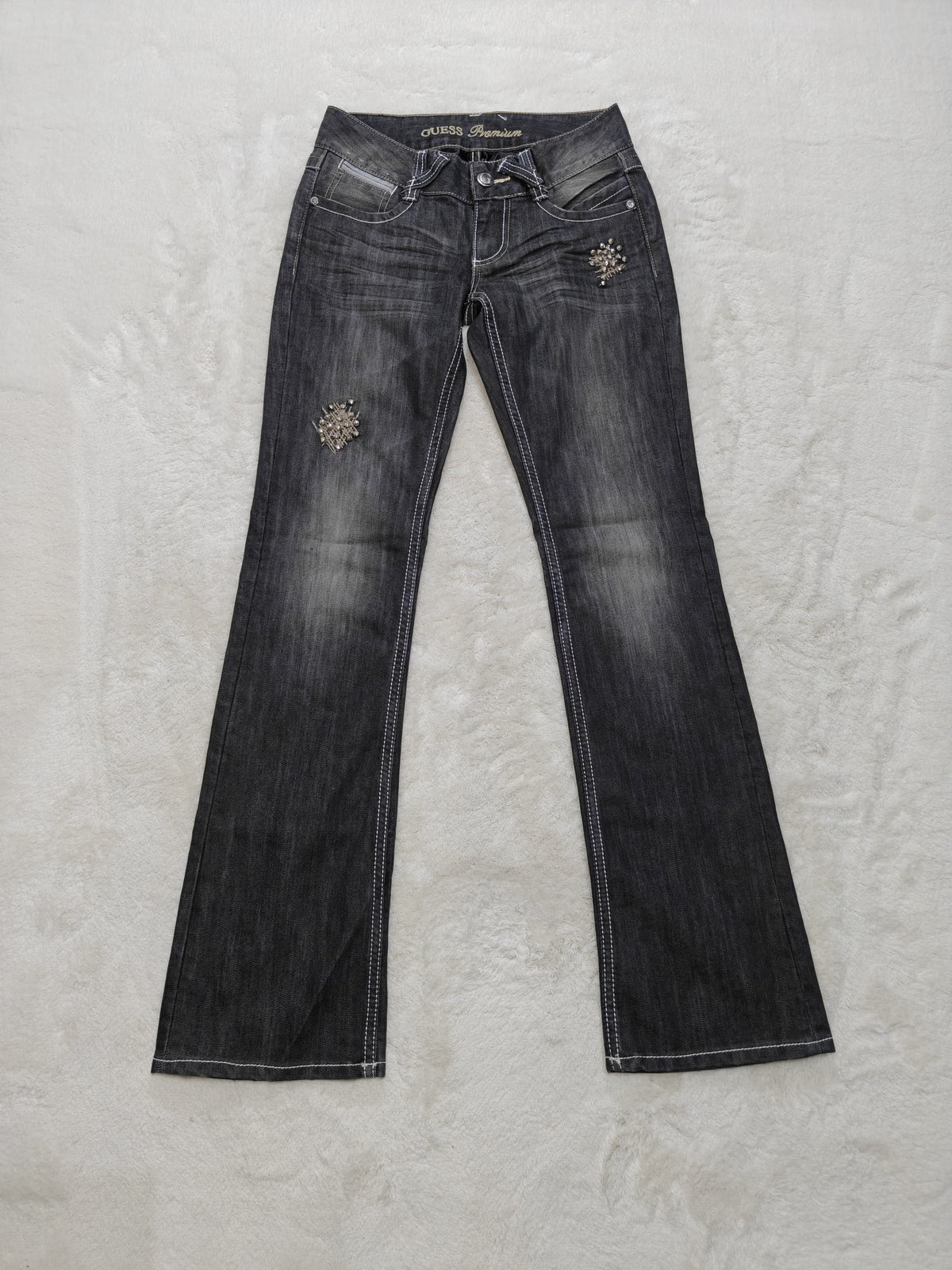 Women Guess Premium Black Flared W27 L32 (EU 36/S) Jeans