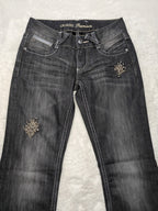 Women Guess Premium Black Flared W27 L32 (EU 36/S) Jeans