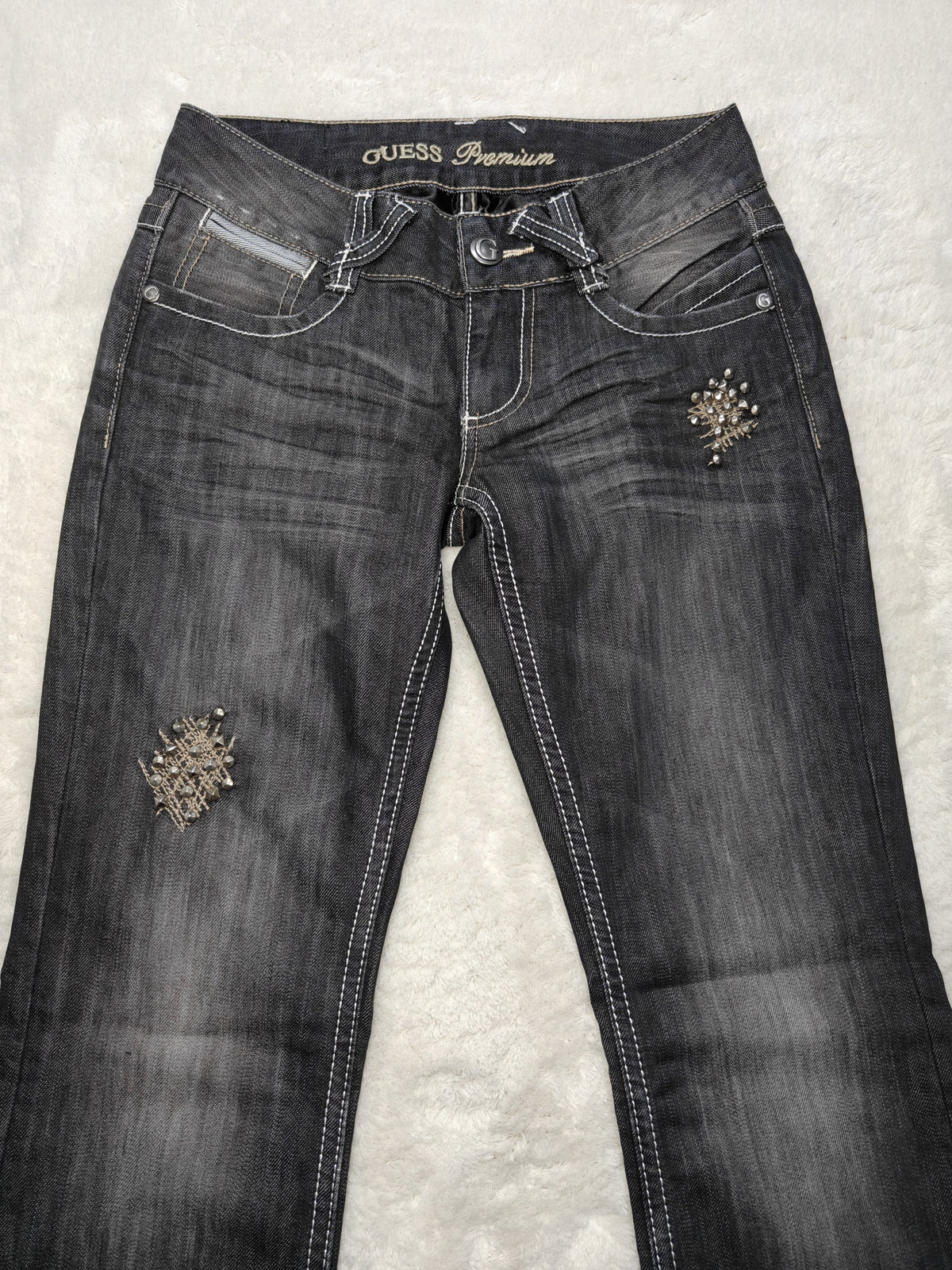 Women Guess Premium Black Flared W27 L32 (EU 36/S) Jeans
