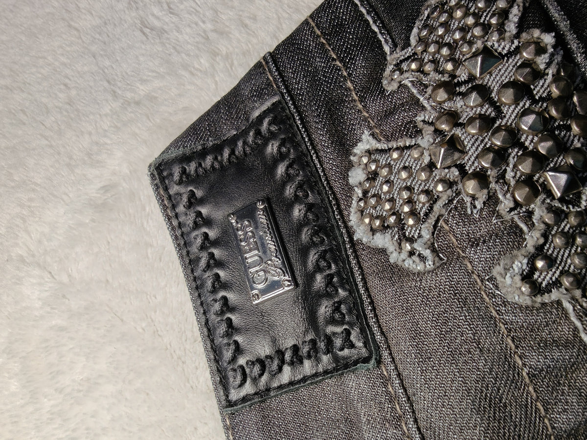 Women Guess Premium Black Flared W27 L32 (EU 36/S) Jeans