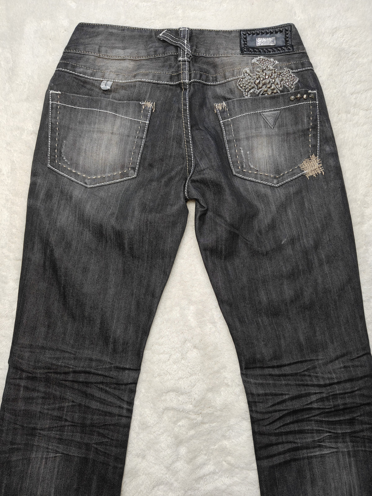 Women Guess Premium Black Flared W27 L32 (EU 36/S) Jeans