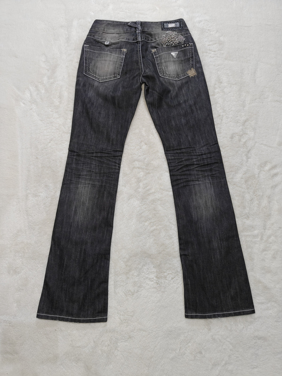 Women Guess Premium Black Flared W27 L32 (EU 36/S) Jeans