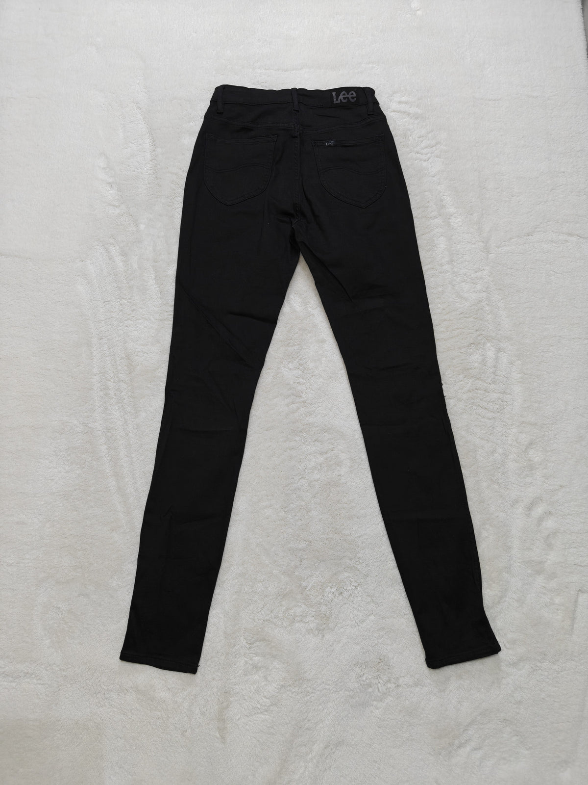 Women Lee High Licks Black Super Skinny W27 L31 (EU 36/S) Jeans