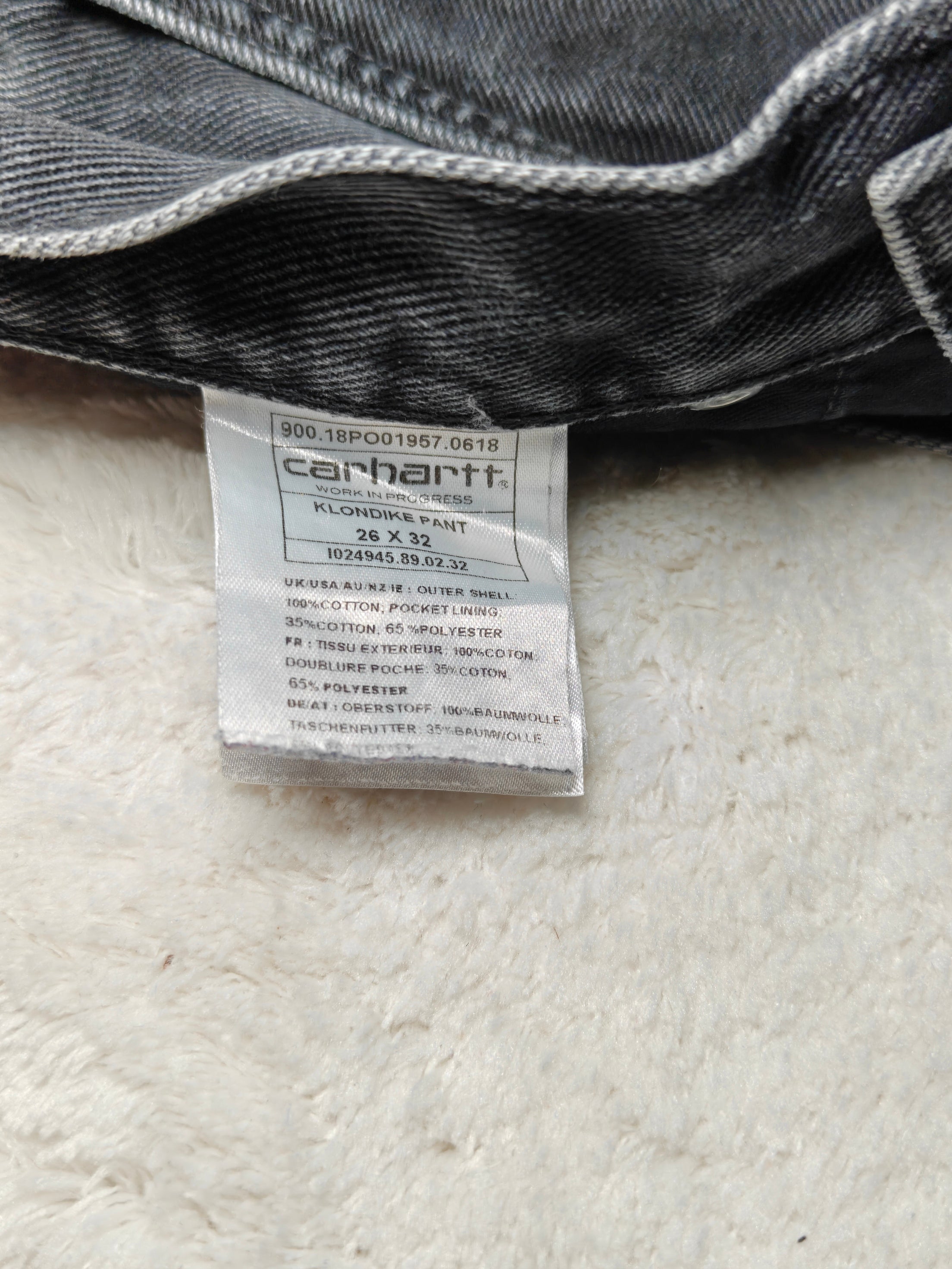 Women Carhartt Klondike Black Faded Slim Mid Waist W26 L28 (EU 36/S) Jeans