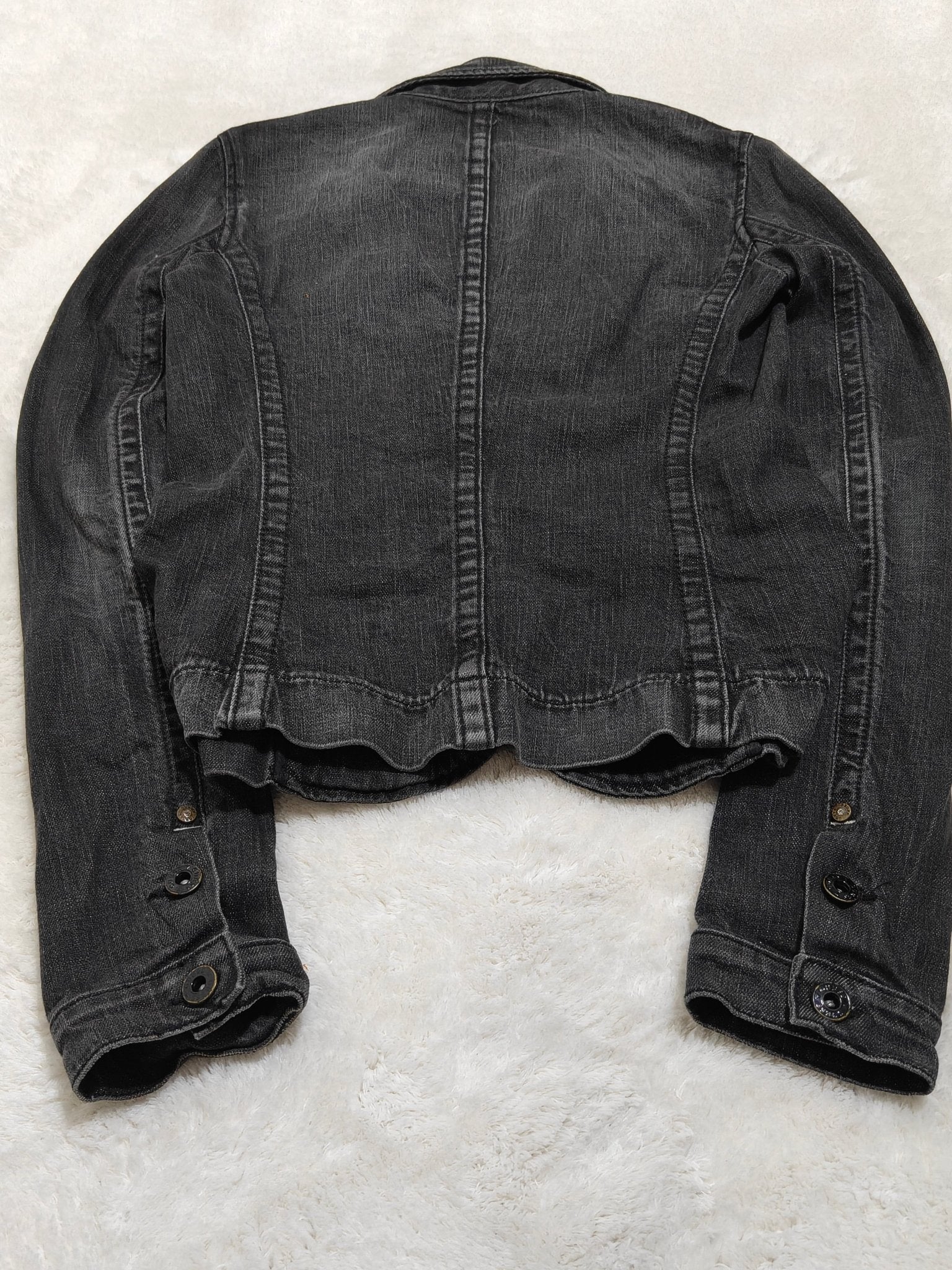 Women Guess Black Faded Slim Fit Denim Jacket (M)