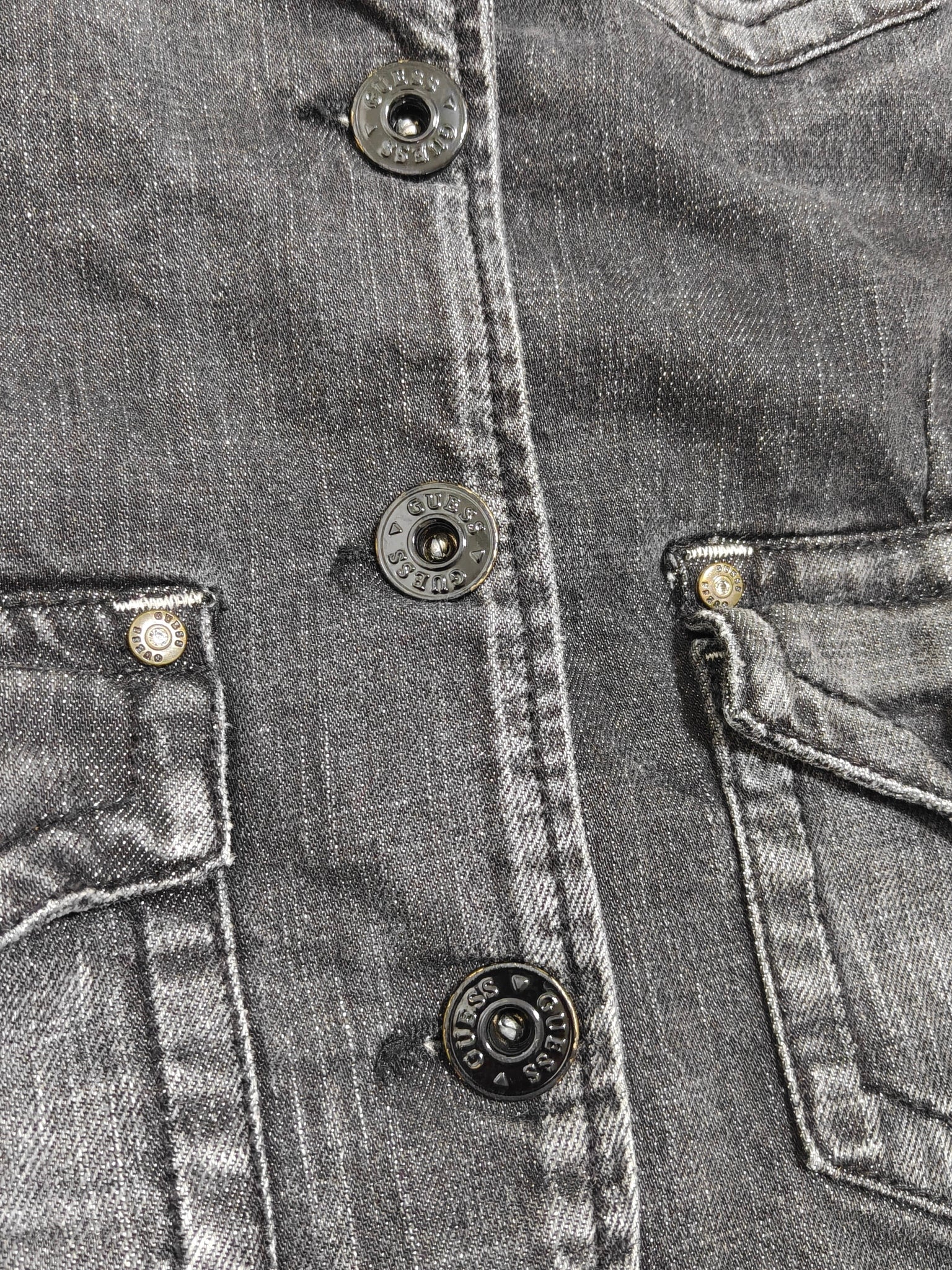Women Guess Black Faded Slim Fit Denim Jacket (M)