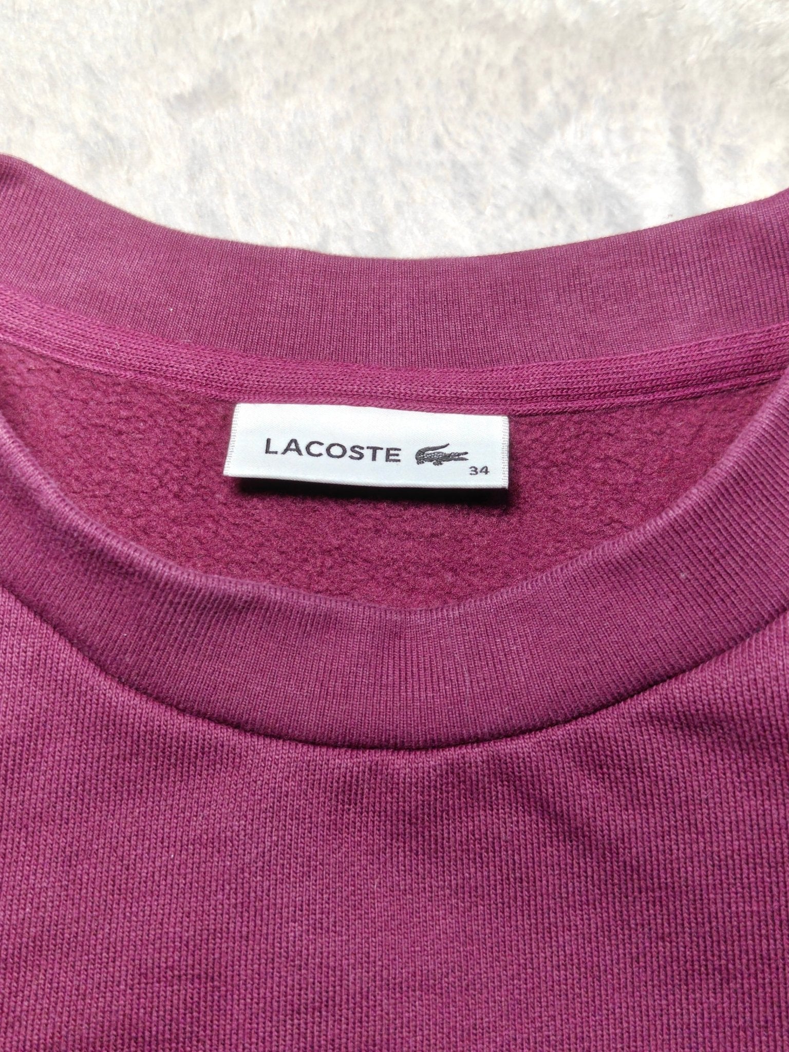 Women Lacoste Bordeaux Relaxed Fit Sweatshirt (EU 34/XS)