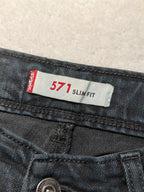 Women Levi's 571 Black Faded Slim Low Waist W29 L30 (EU 38/M) Jeans