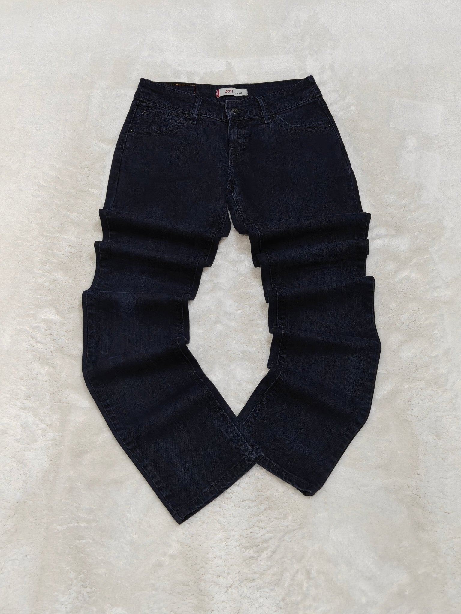 Women Levi's 571 Dark Blue Straight Slim Low Waist W29 L34 (EU 38/M) Jeans