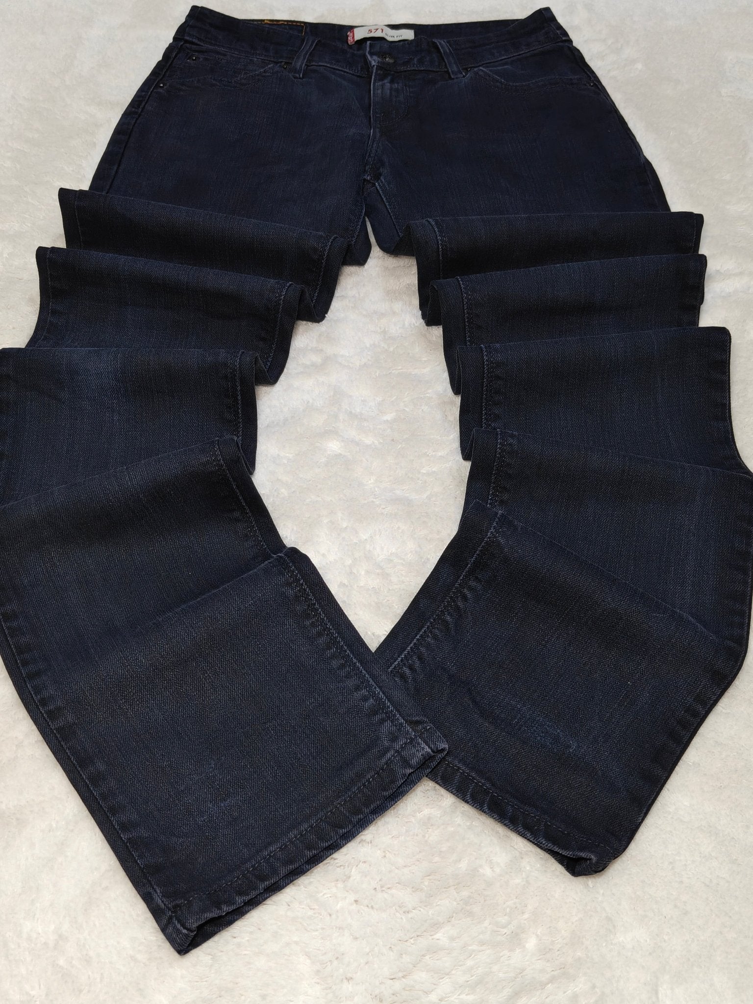 Women Levi's 571 Dark Blue Straight Slim Low Waist W29 L34 (EU 38/M) Jeans
