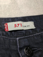 Women Levi's 571 Dark Blue Straight Slim Low Waist W29 L34 (EU 38/M) Jeans