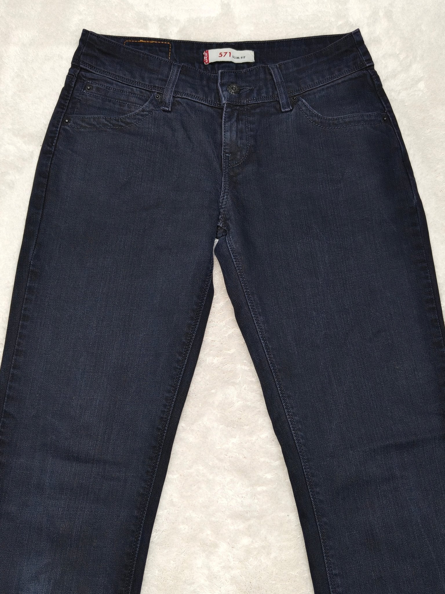 Women Levi's 571 Dark Blue Straight Slim Low Waist W29 L34 (EU 38/M) Jeans