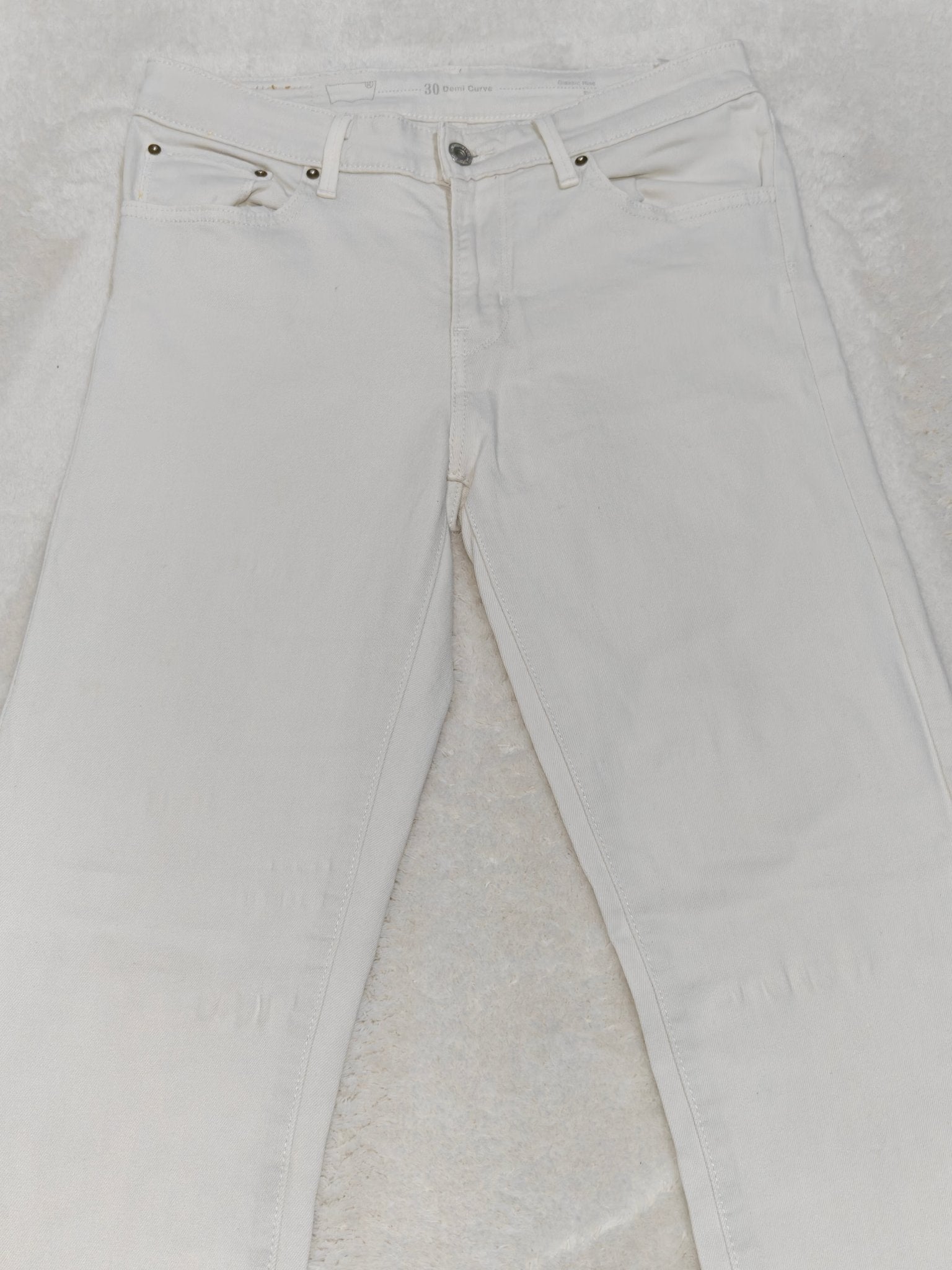 Women Levi's Demi Curve White Slim Mid Waist W30 L32 (EU 40/L) Jeans