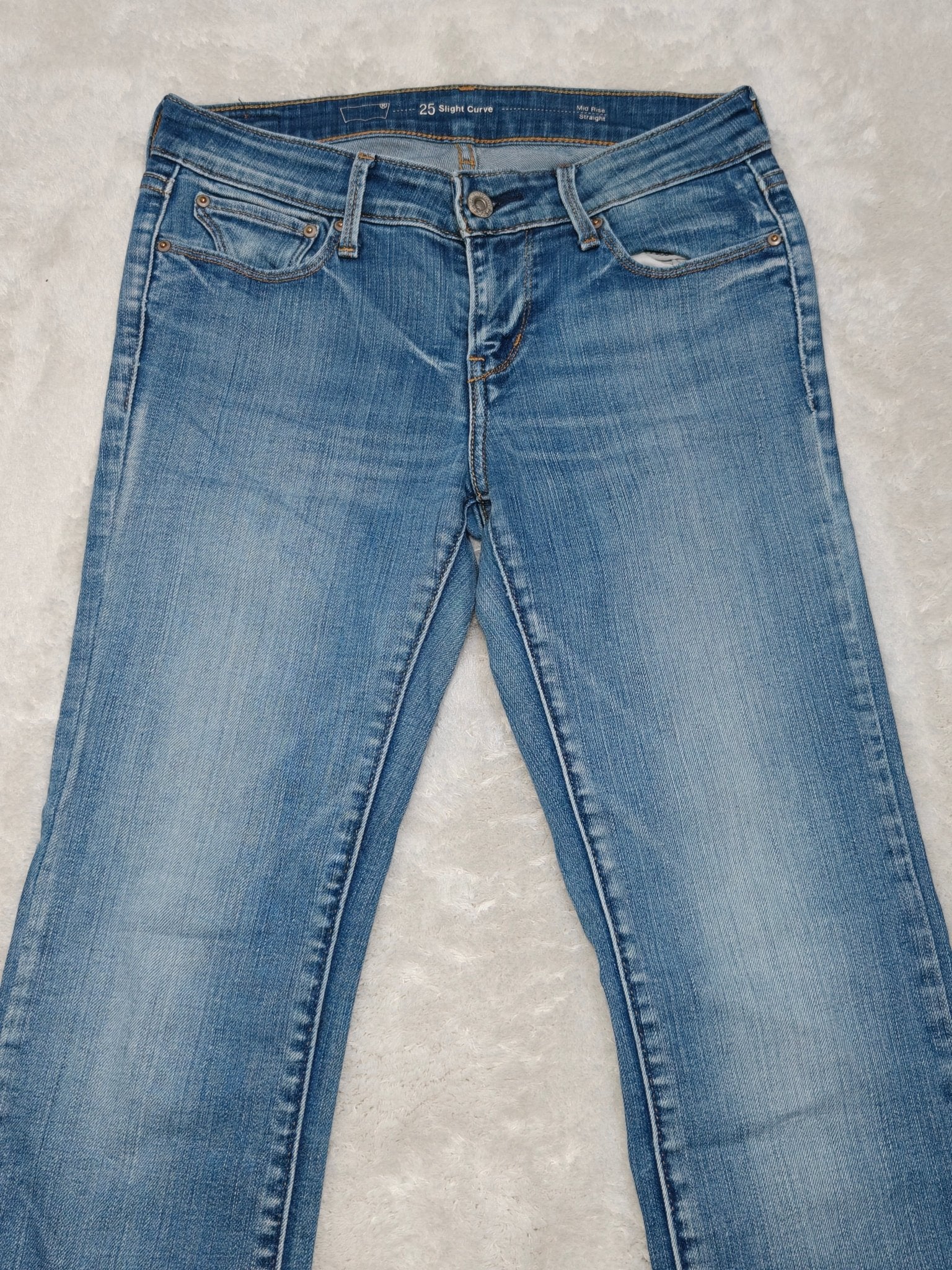 Women Levi's Slight Curve Light Blue Straight Mid Waist W25 L28 (EU 34/XS) Jeans
